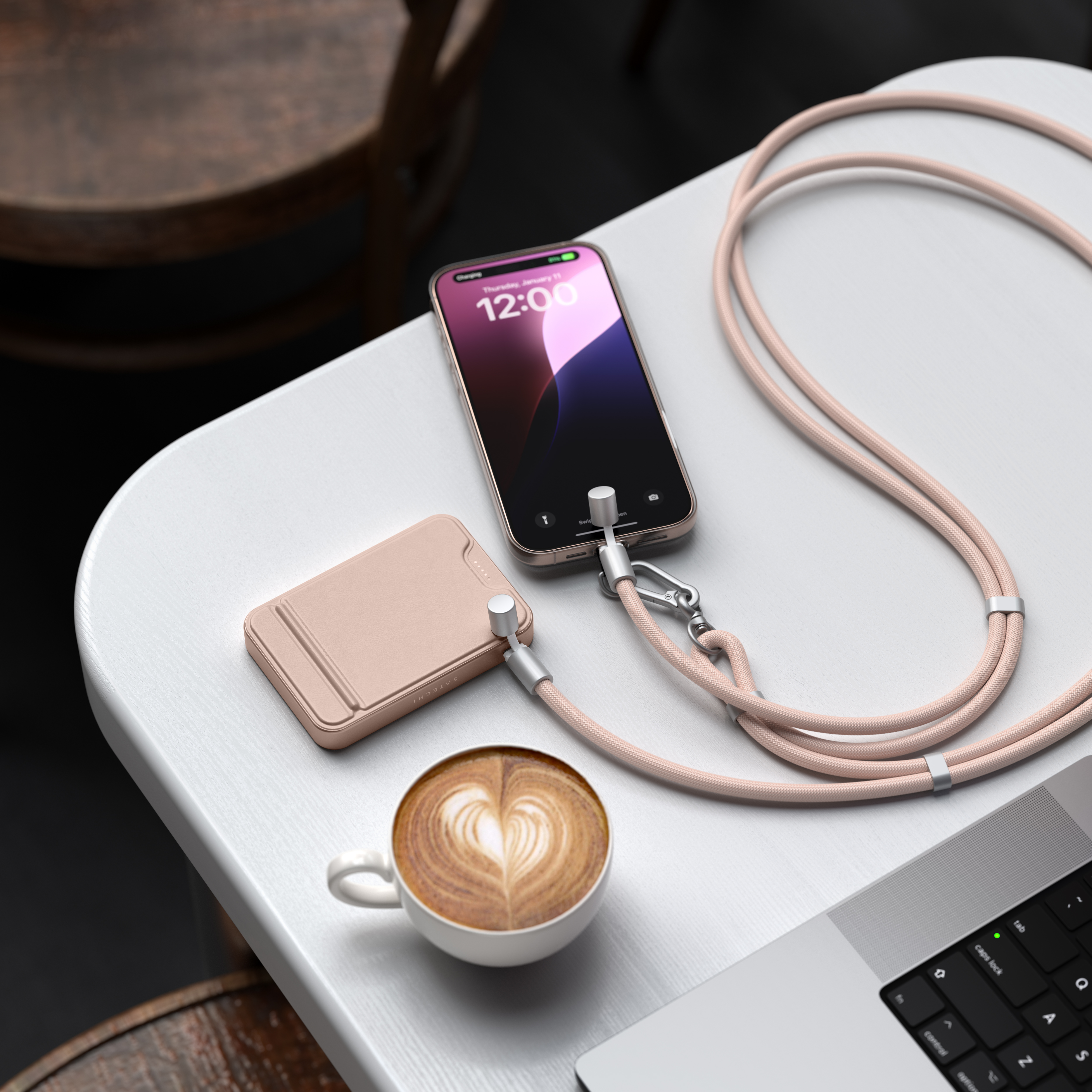 Satechi OntheGo Crossbody Lanyard Cable - Desert Rose