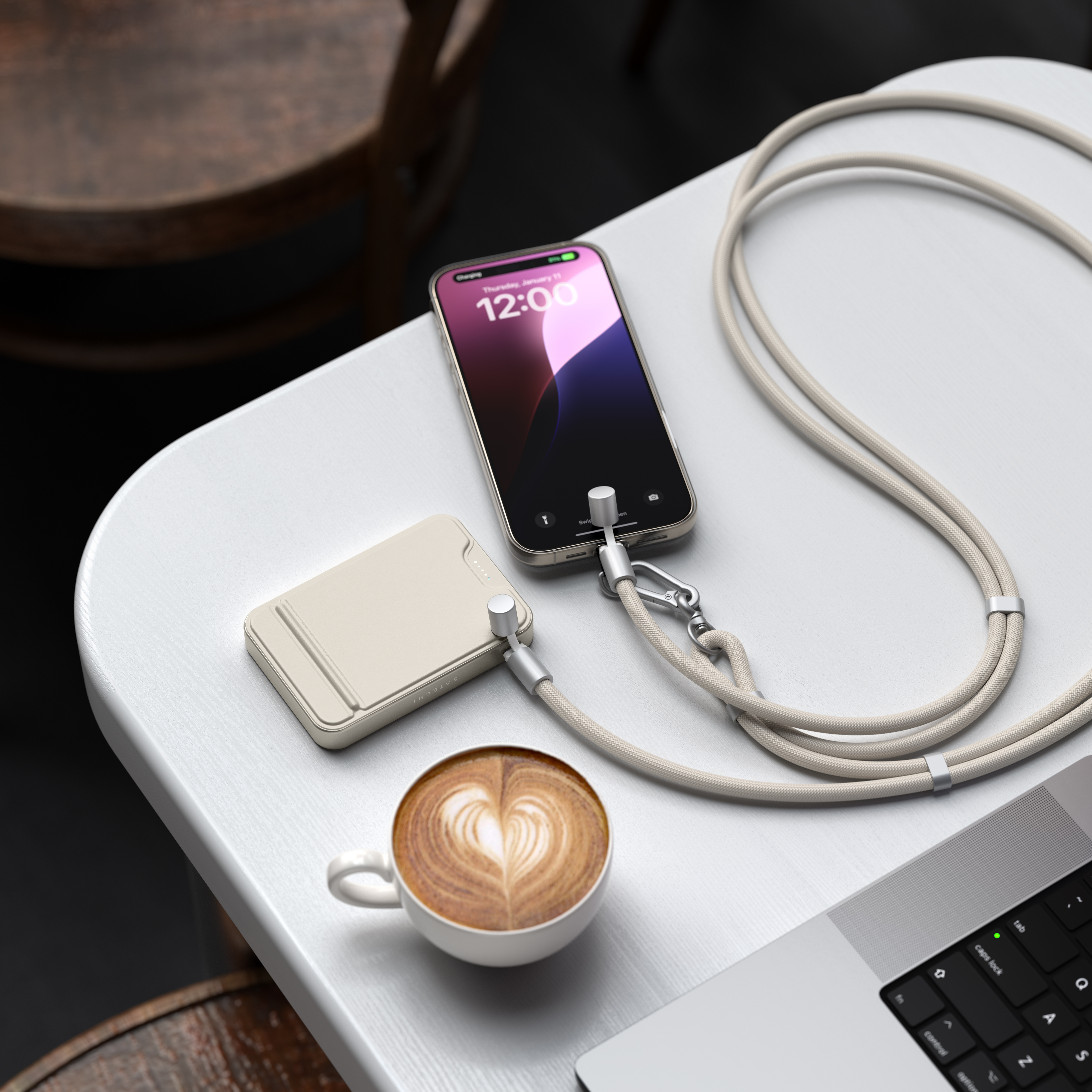 Satechi OntheGo Crossbody Lanyard Cable - Sand