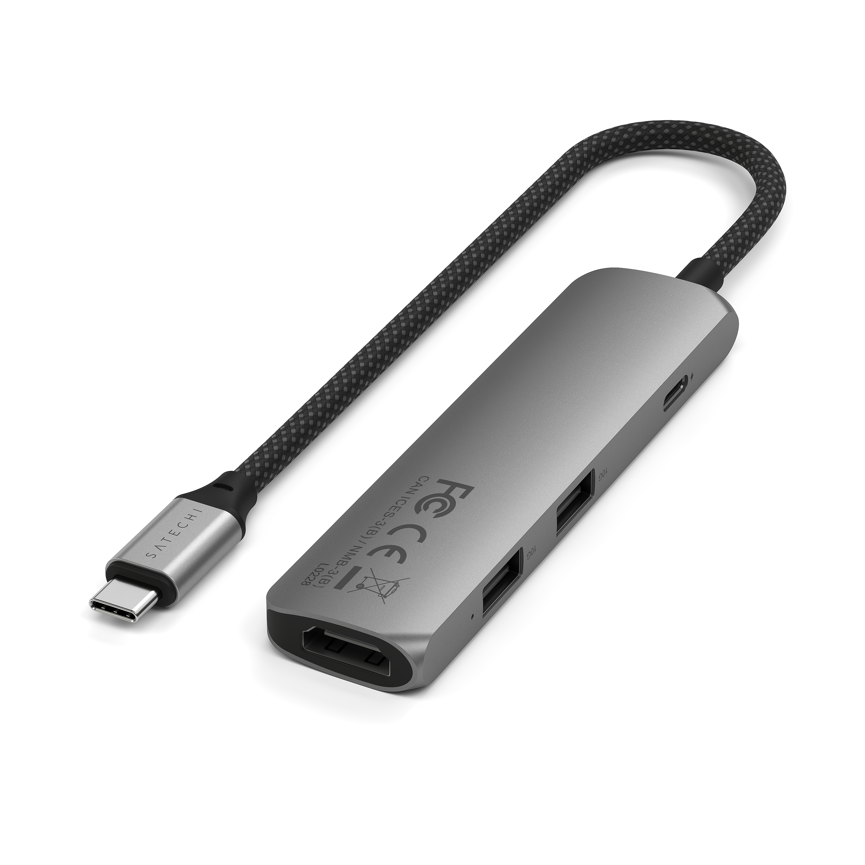 Satechi 4-in-1 USB-C Slim Multiport Adapter 4K - Space Grey