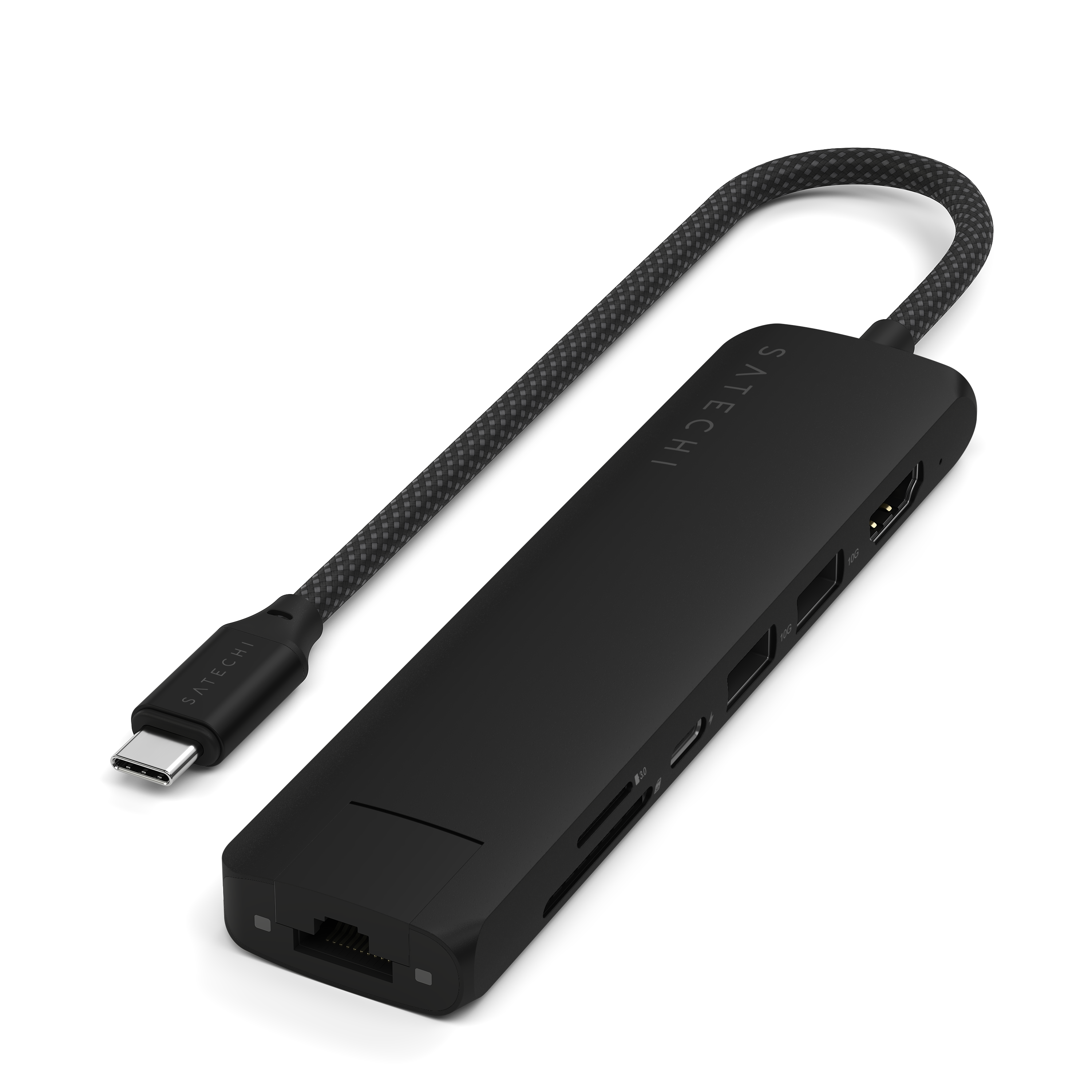 Satechi 7-in-1 USB-C Slim Multiport Adapter with Ethernet - Black