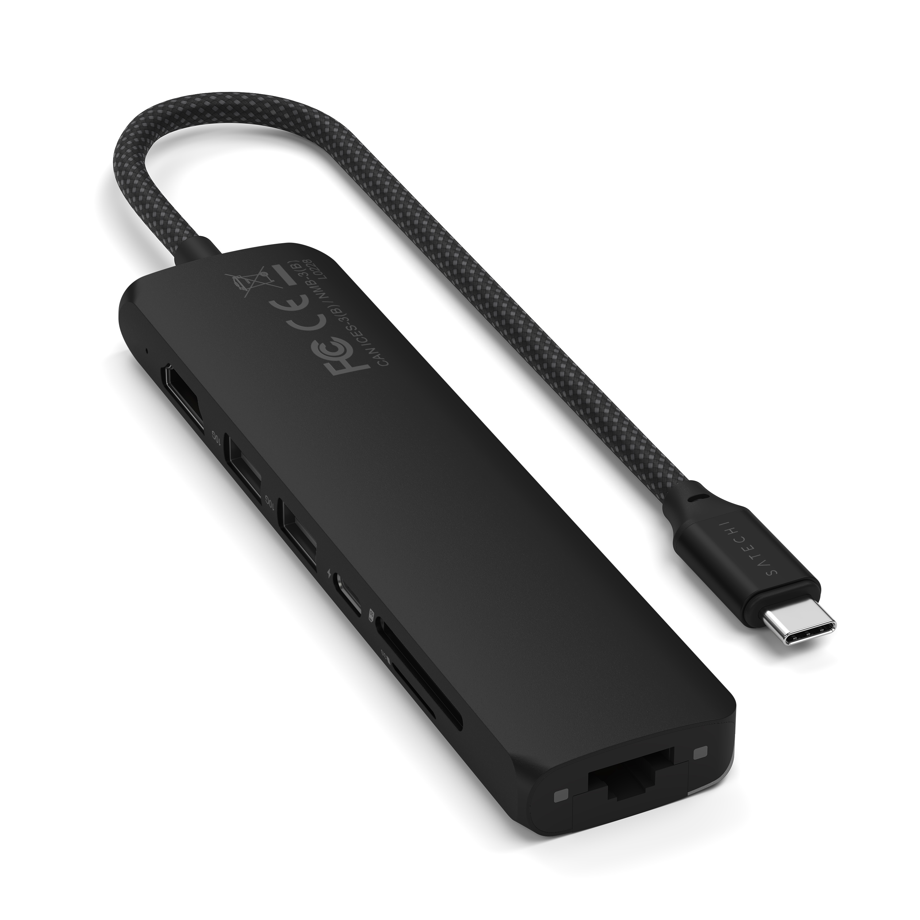 Satechi 7-in-1 USB-C Slim Multiport Adapter with Ethernet - Black