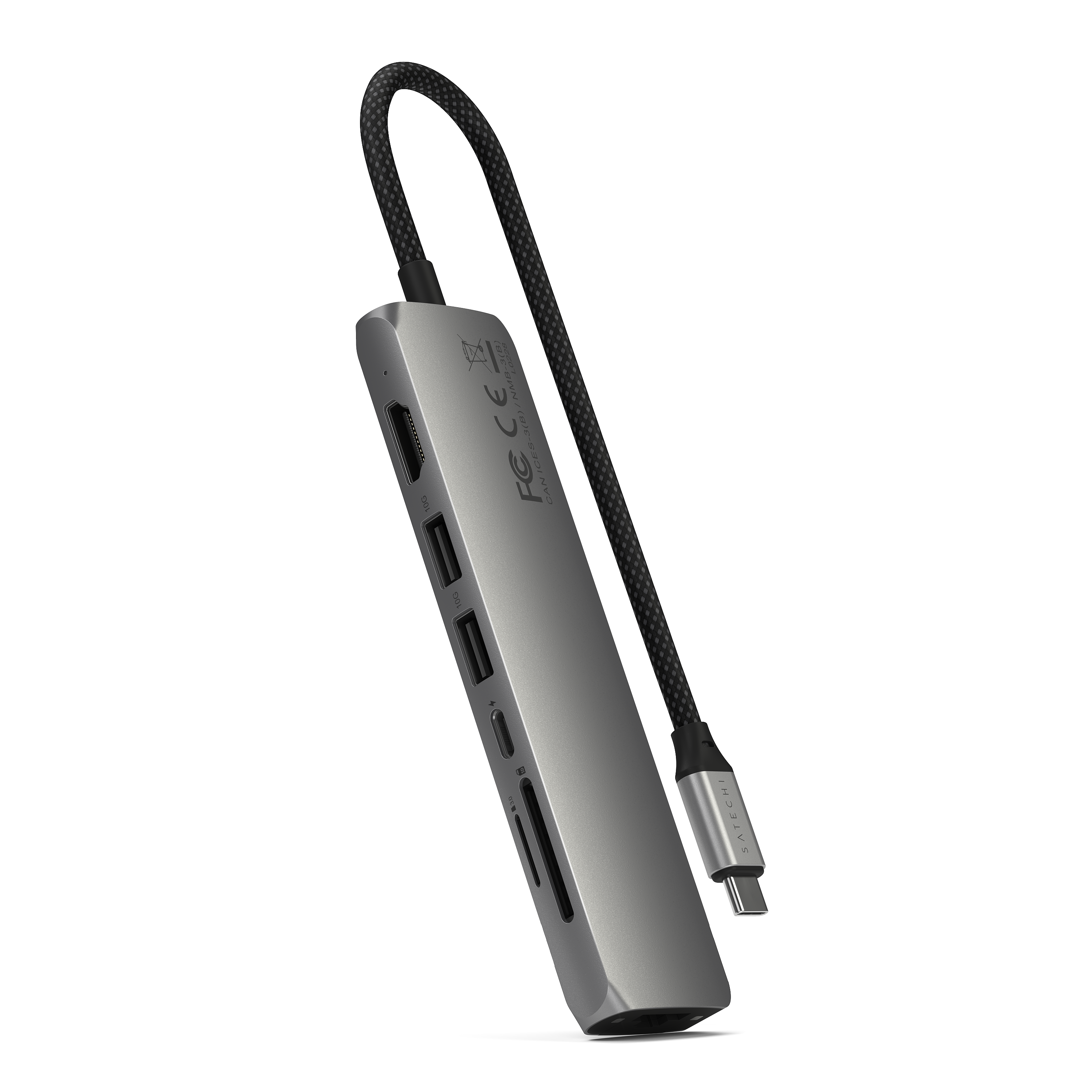 Satechi 7-in-1 USB-C Slim Multiport Adapter with Ethernet - Space Grey