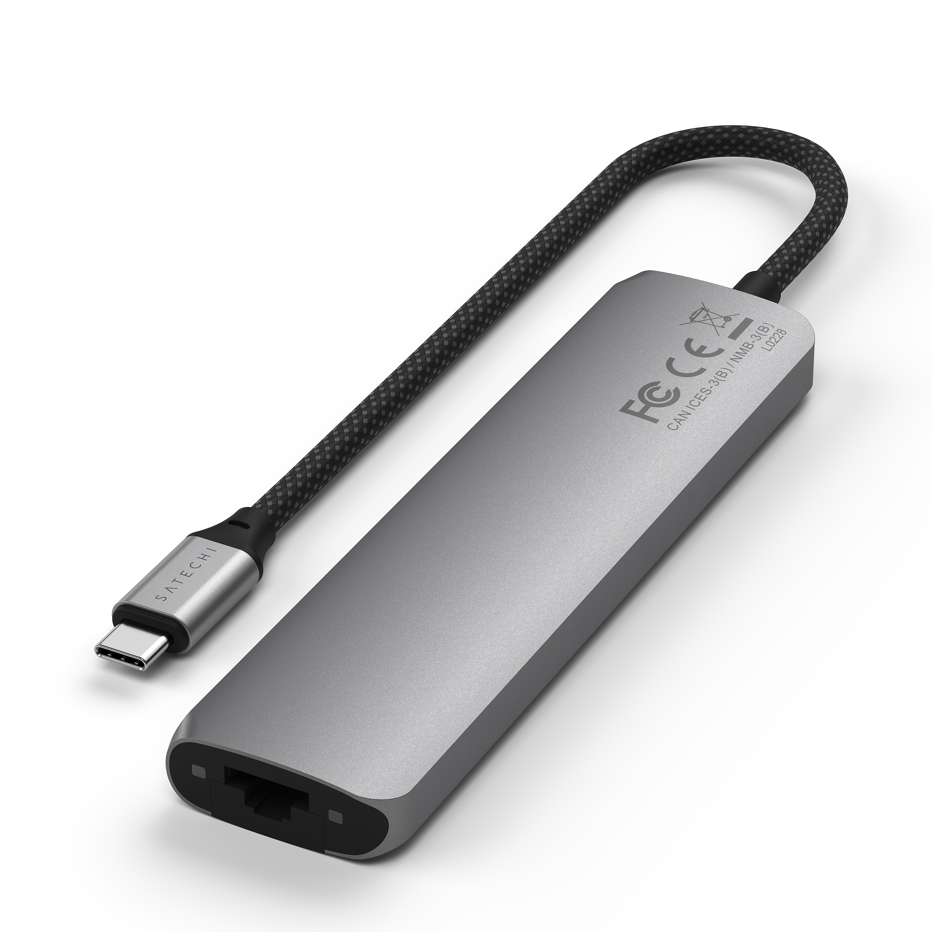 Satechi 7-in-1 USB-C Slim Multiport Adapter with Ethernet - Space Grey