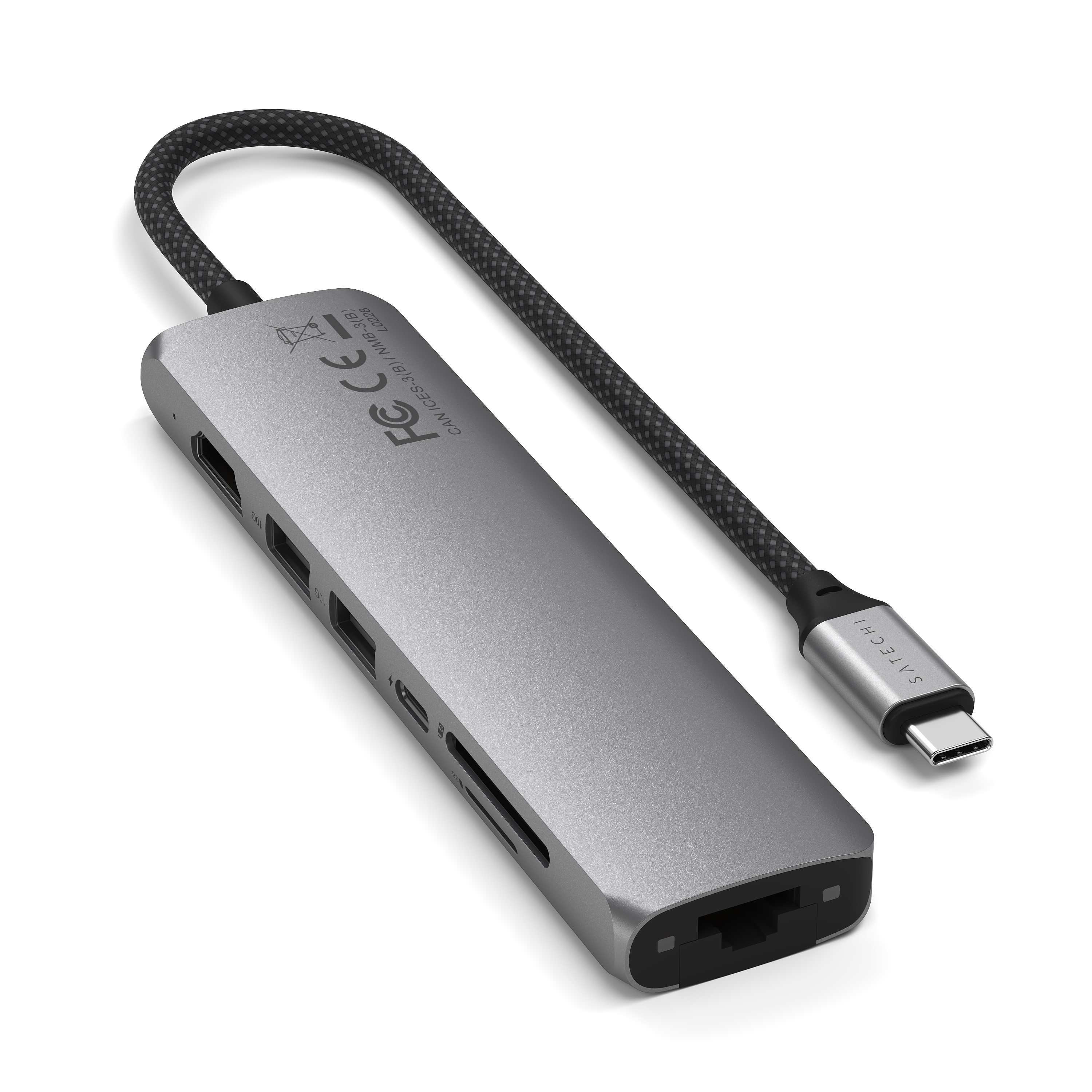 Satechi 7-in-1 USB-C Slim Multiport Adapter with Ethernet - Space Grey
