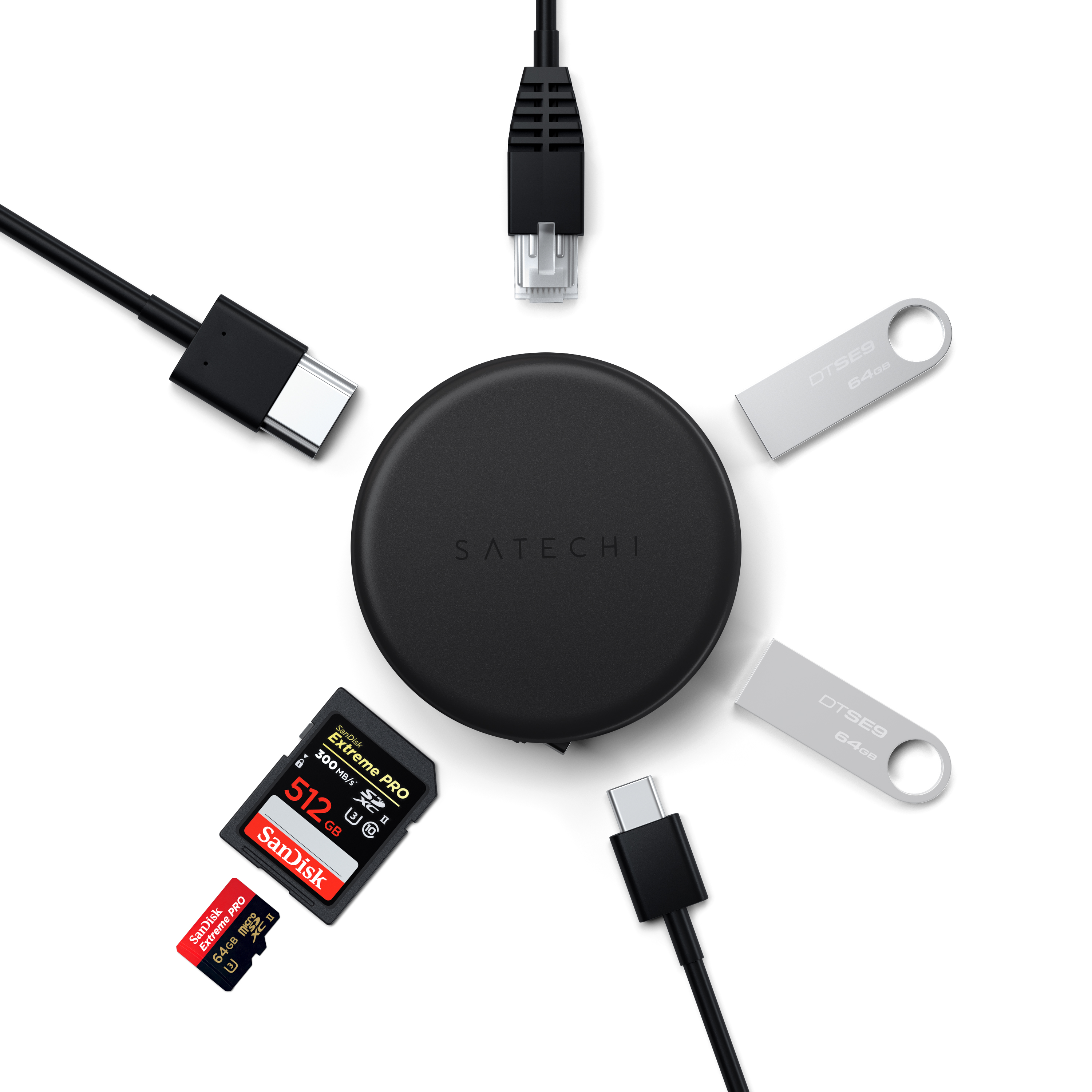 Satechi OntheGo 7-in-1 Multiport Adapter - Space Black