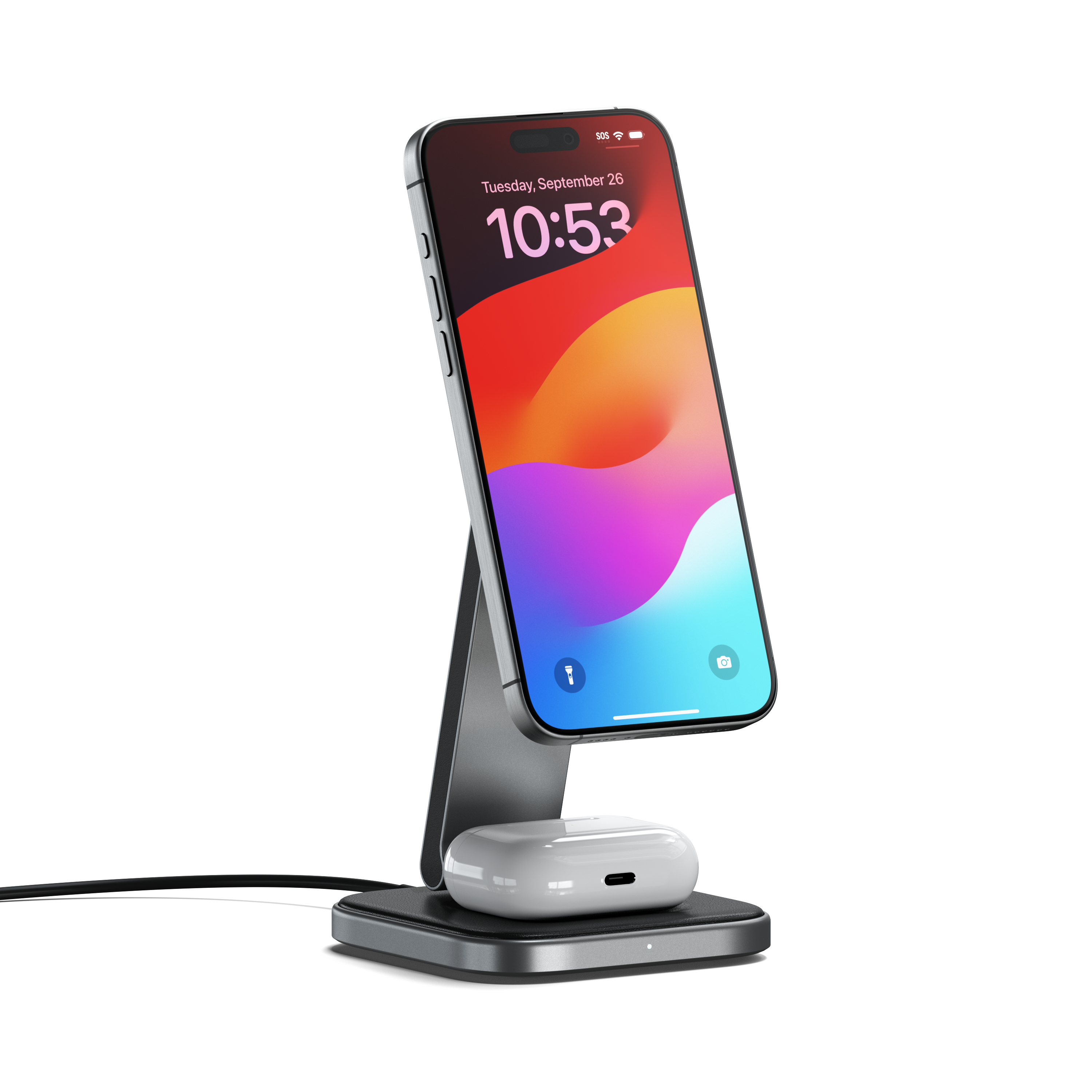 Satechi 2-in-1 Foldable Qi2 Wireless Charging Stand - Space Gray