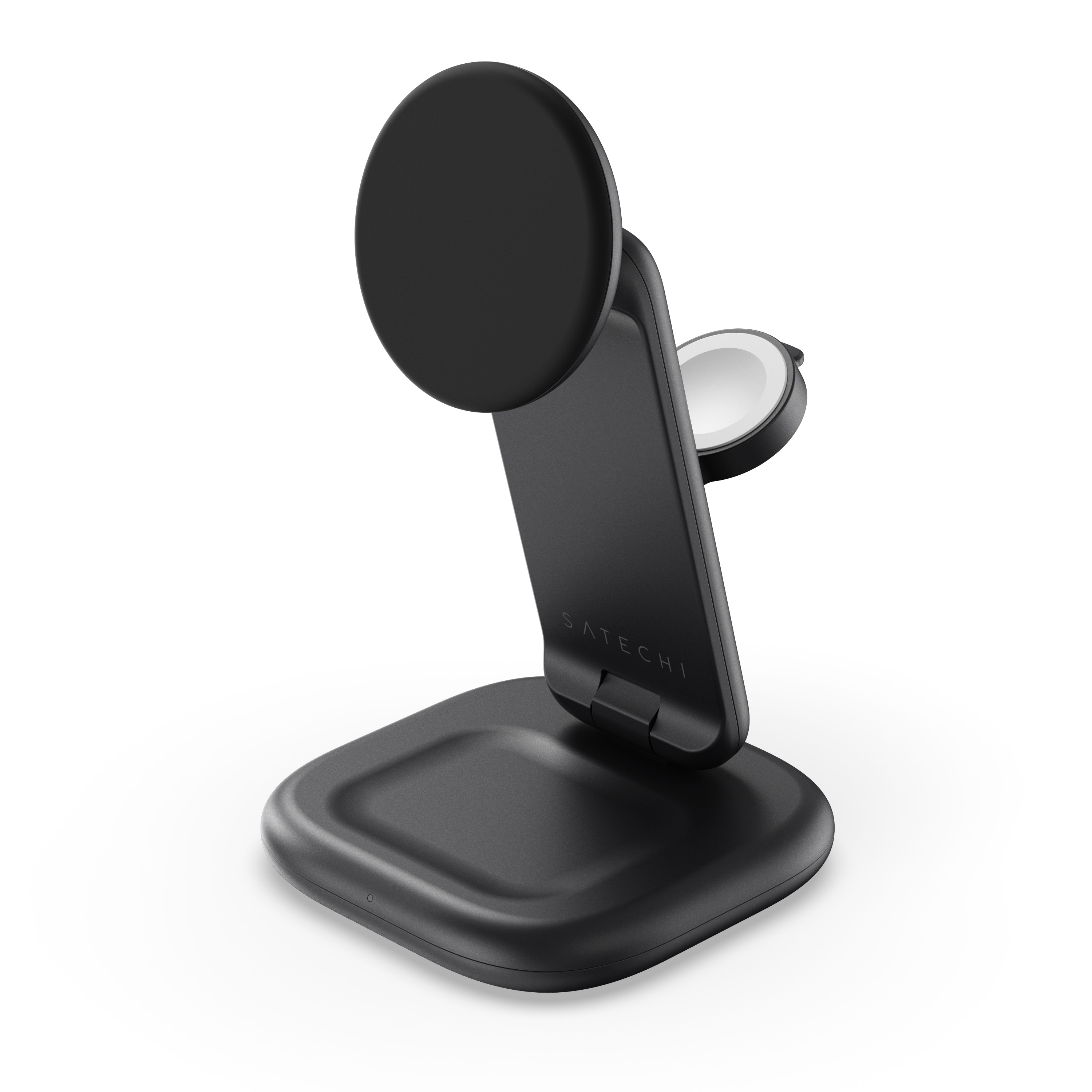 Satechi 3-in-1 Foldable Qi2 25W Wireless Charging Stand -Type A,G,C for US,EU,UK - Space Black