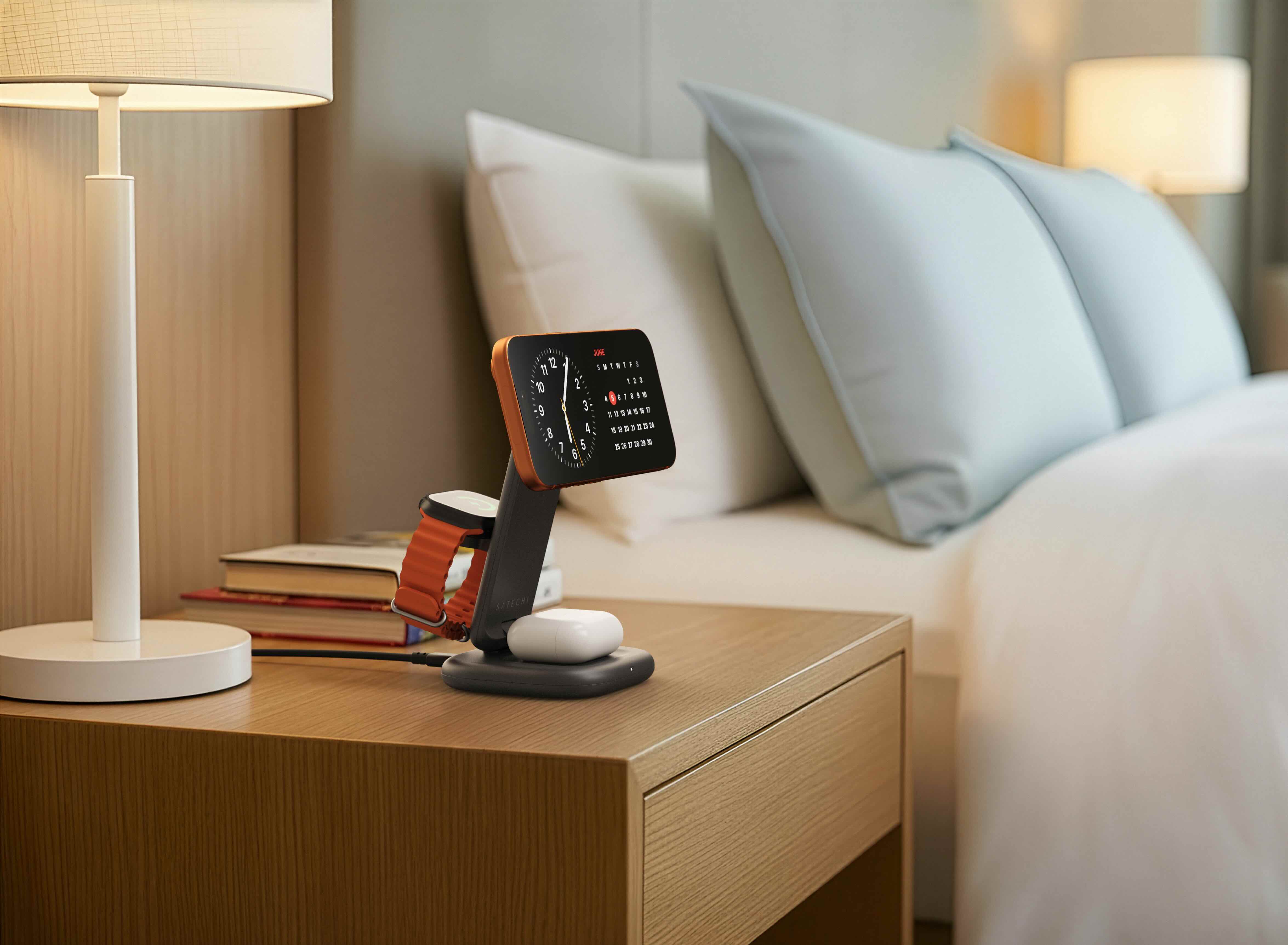 Satechi 3-in-1 Foldable Qi2 25W Wireless Charging Stand -Type A,G,C for US,EU,UK - Space Black