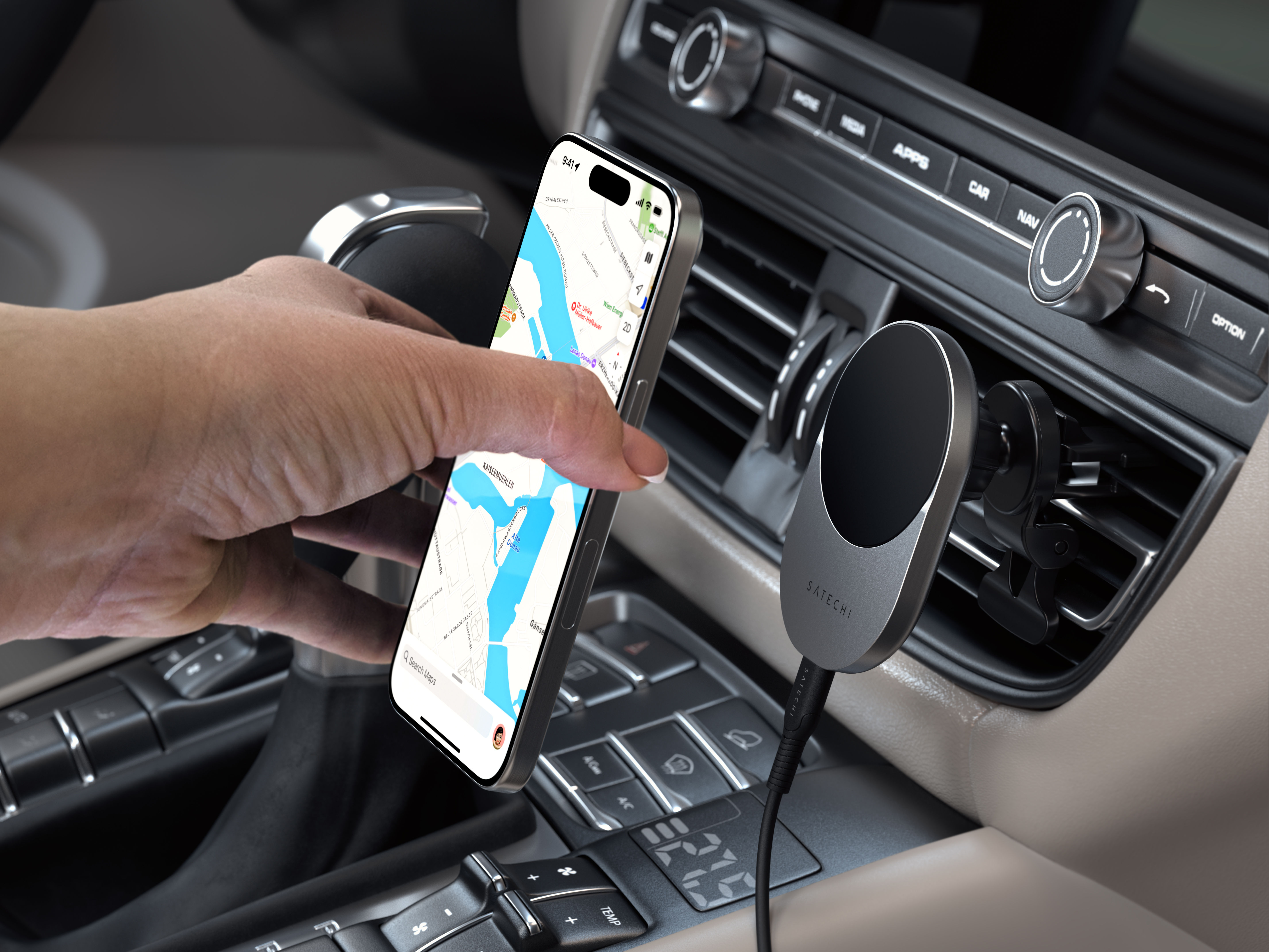 Satechi Qi2 Wireless Car Charger - Space Gray