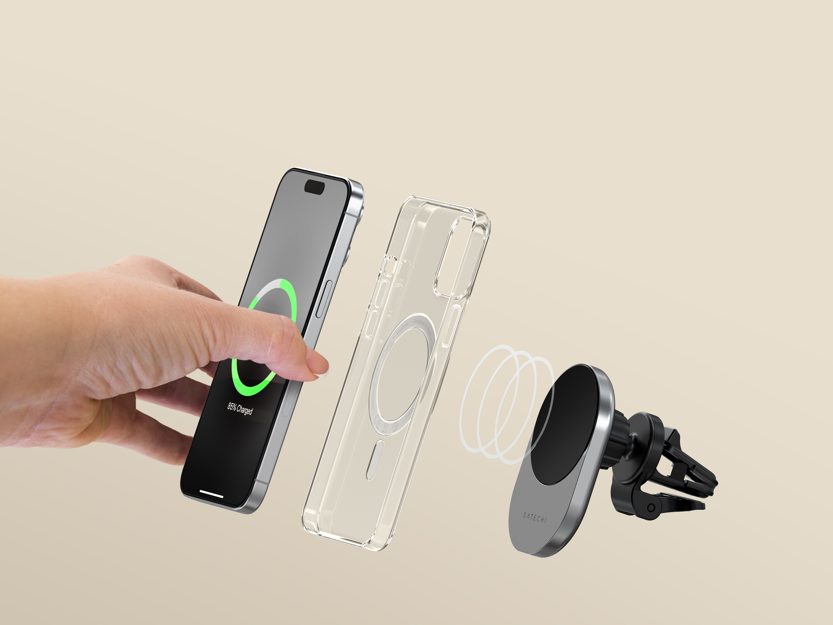 Satechi Qi2 Wireless Car Charger - Space Gray