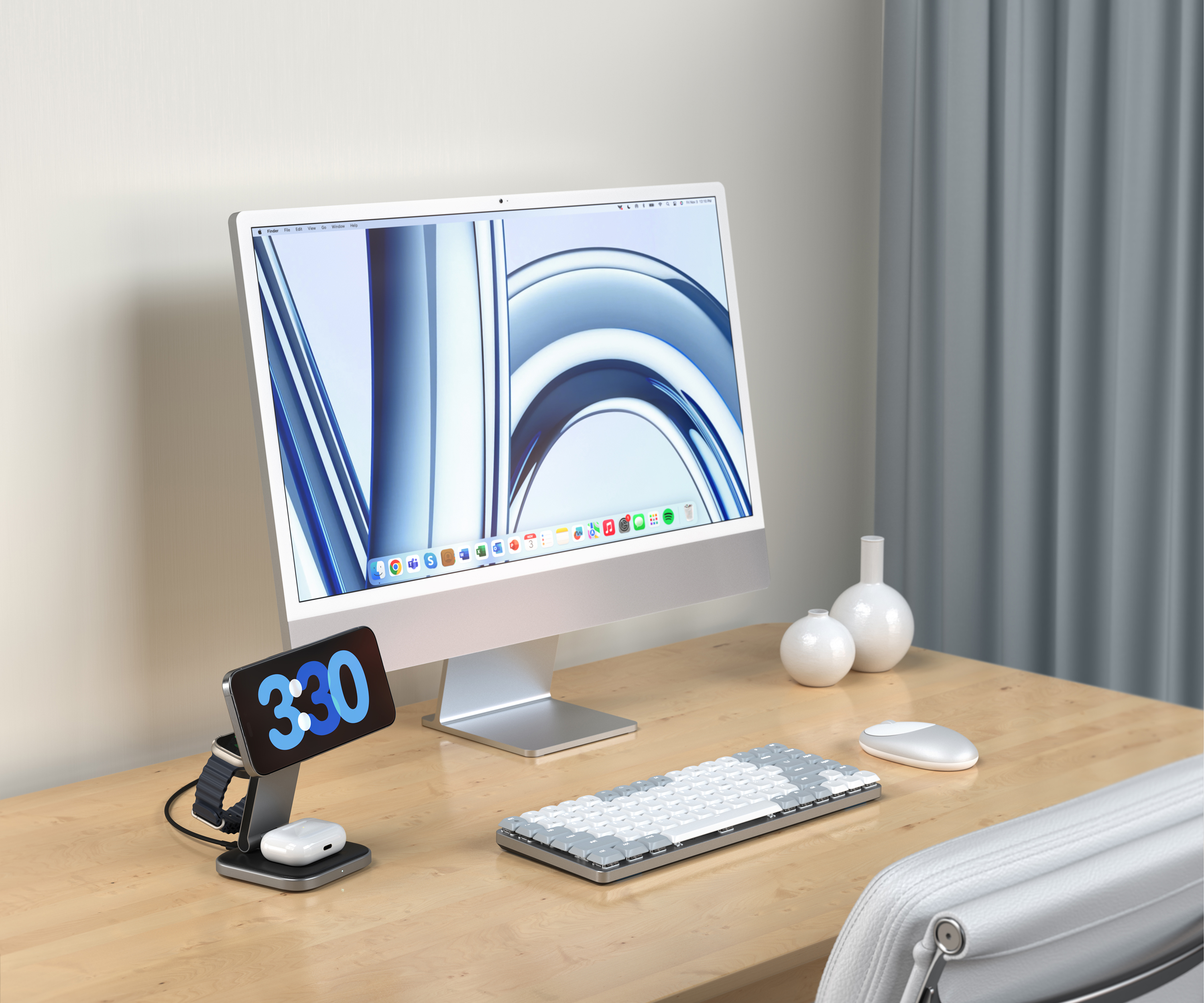 Satechi 3-in-1 Foldable Qi2 Wireless Charging Stand�with Type A,C,G plugs - Space Gray