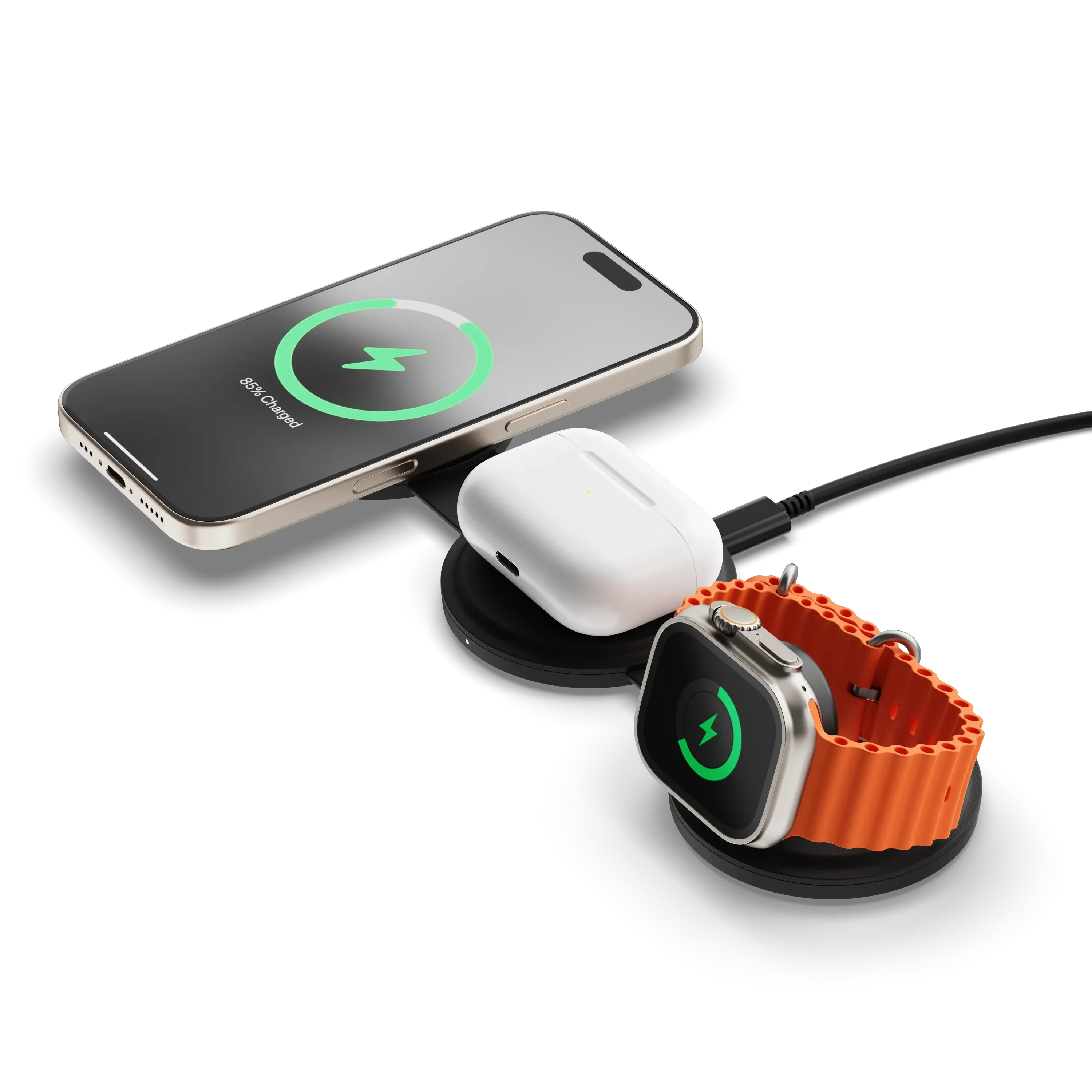 Satechi OntheGo 3-in-1 Wireless Charger - Black