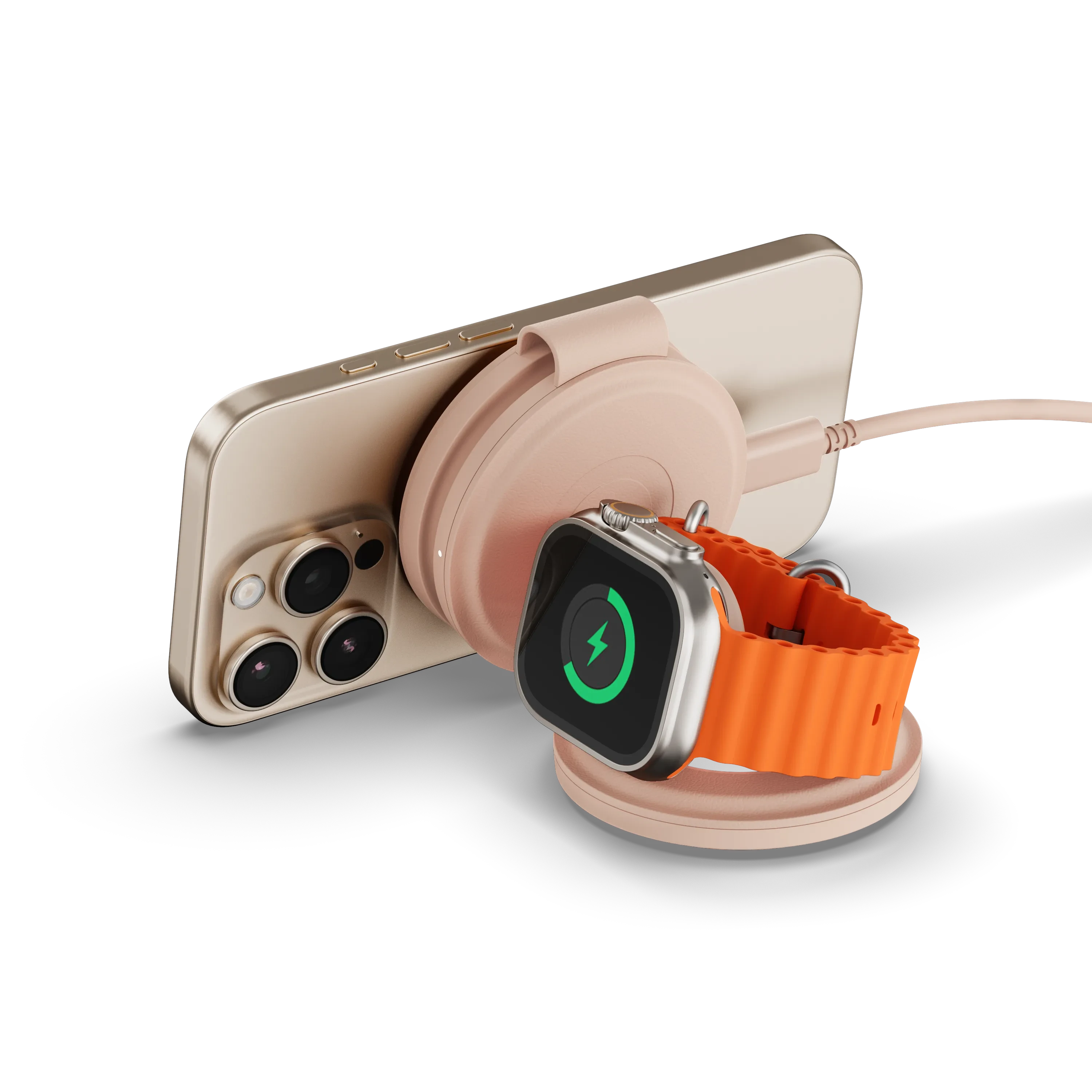 Satechi OntheGo 3-in-1 Wireless Charger - Desert Rose
