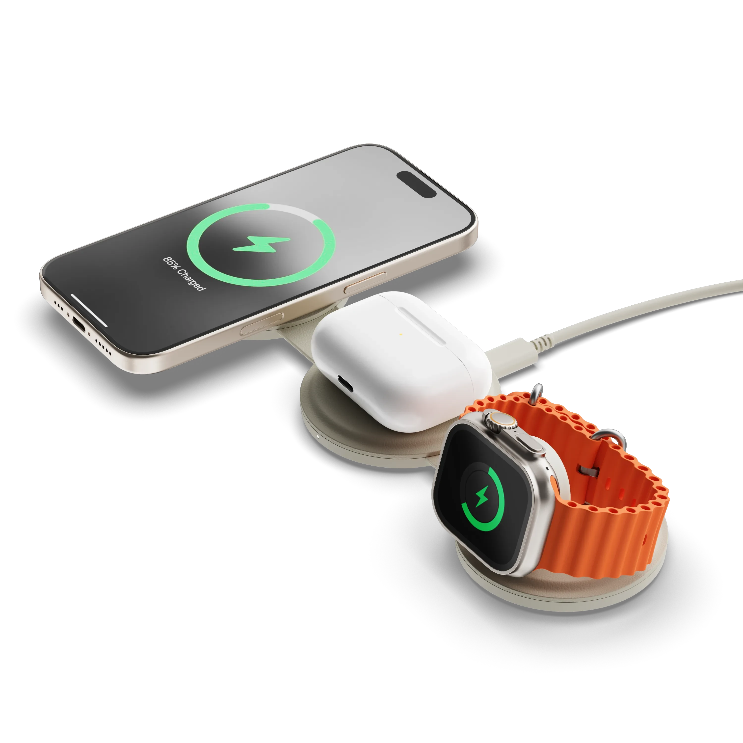Satechi OntheGo 3-in-1 Wireless Charger - Sand