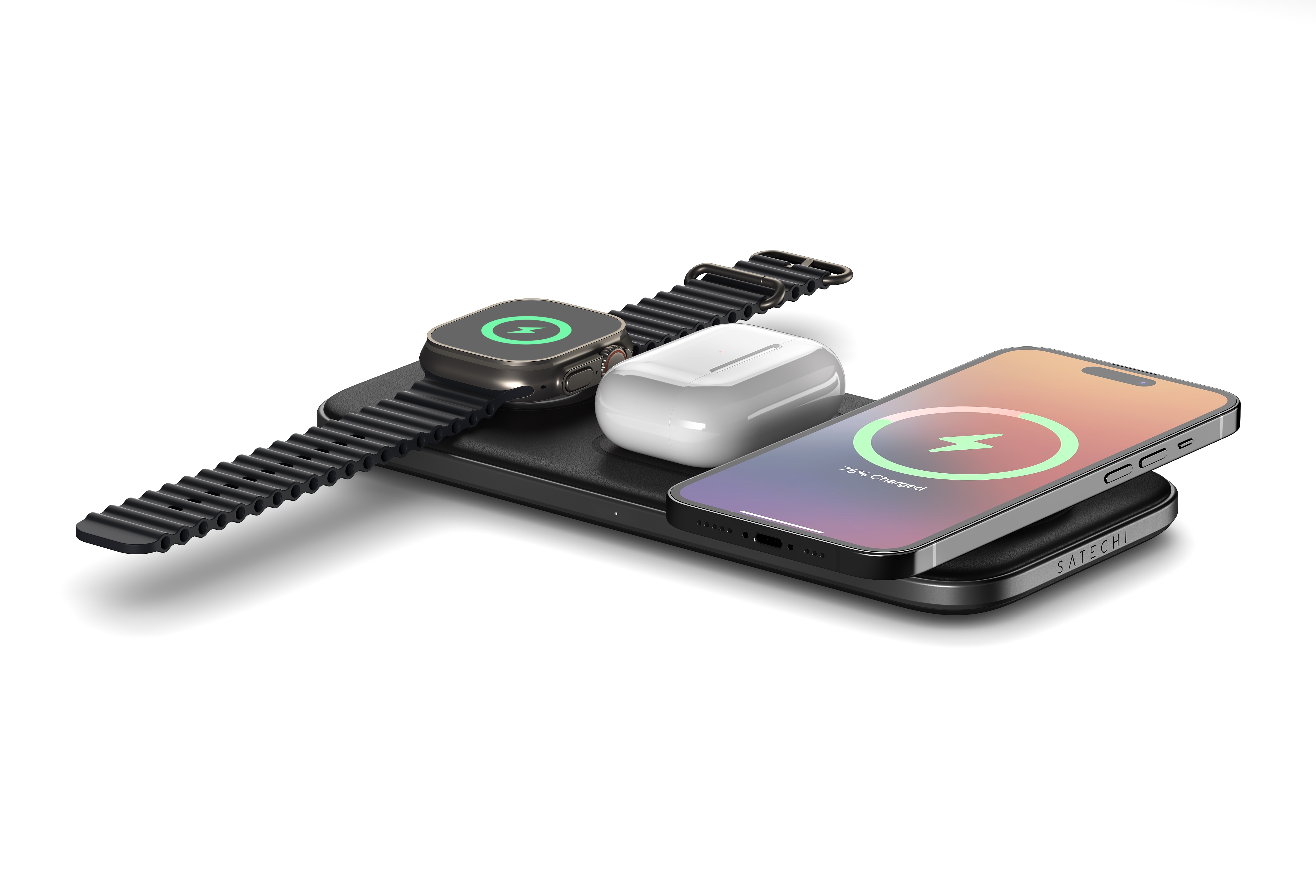 Satechi Qi2 Trio Wireless Charging Pad - with Type A,C,G plugs - Space gray
