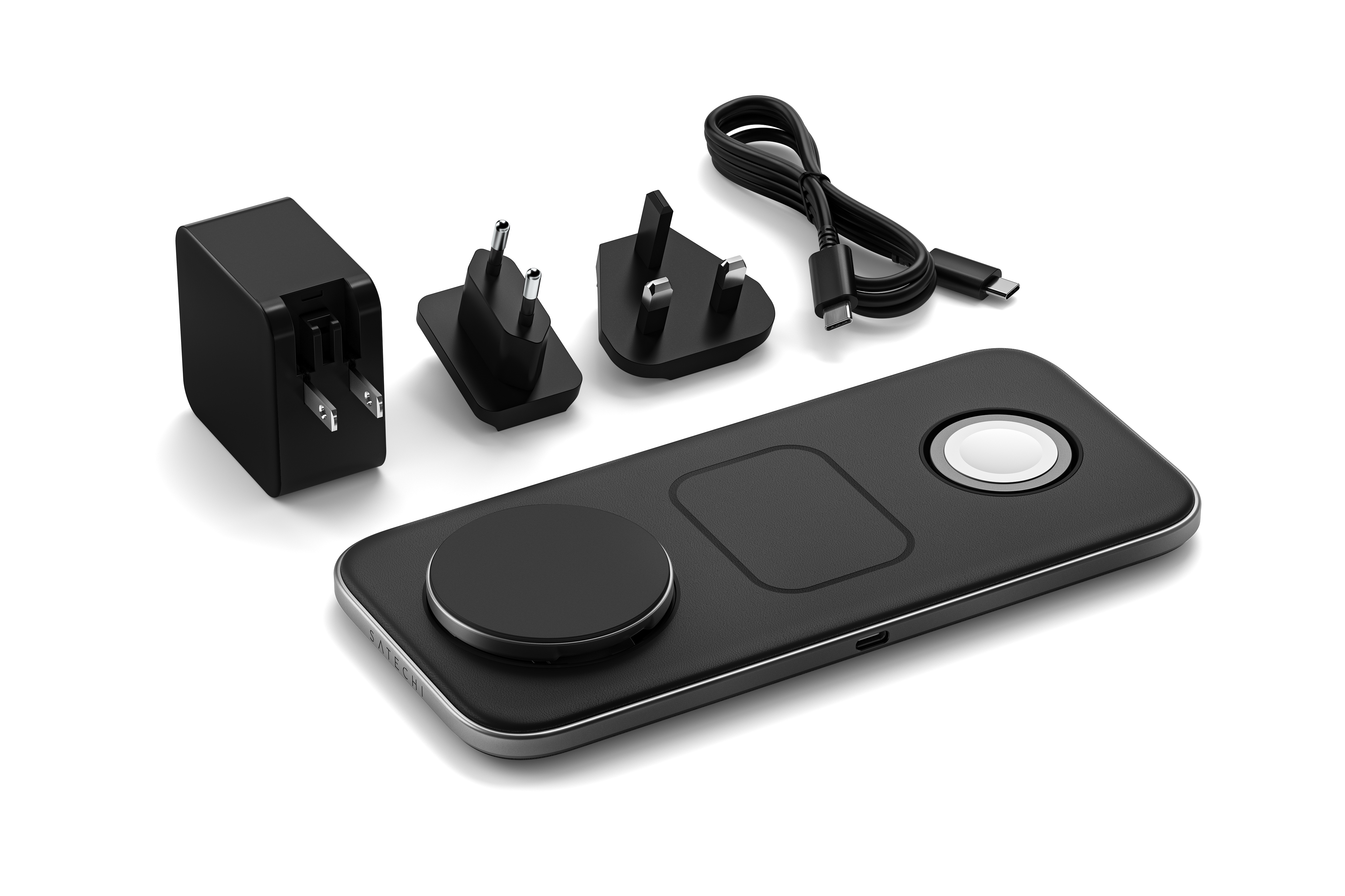 Satechi Qi2 Trio Wireless Charging Pad - with Type A,C,G plugs - Space gray