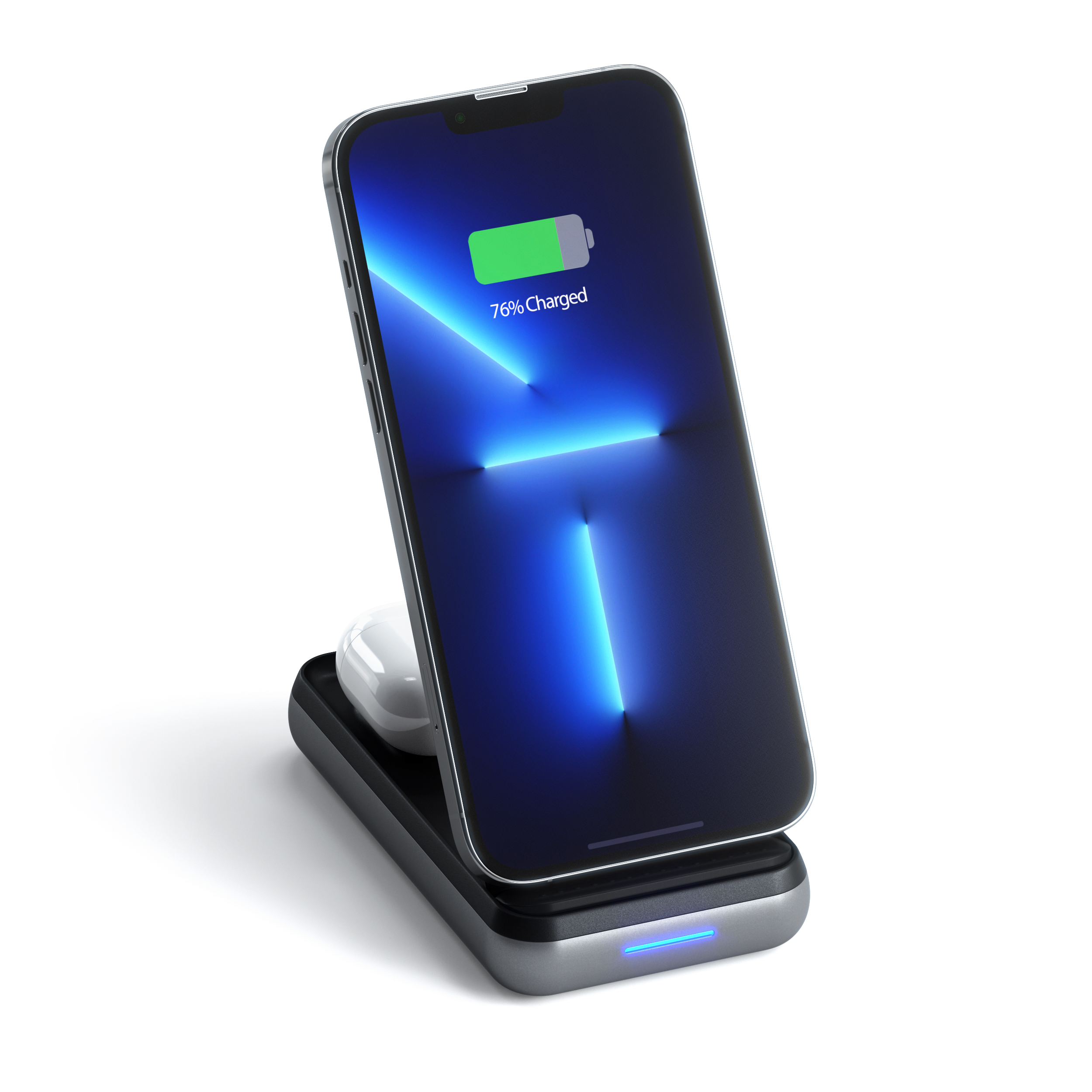 Satechi Duo Wireless Charger Power Bank Stand 10000 mAh Stand (Powerbank based for iPhone & Airpods) - Space Grey