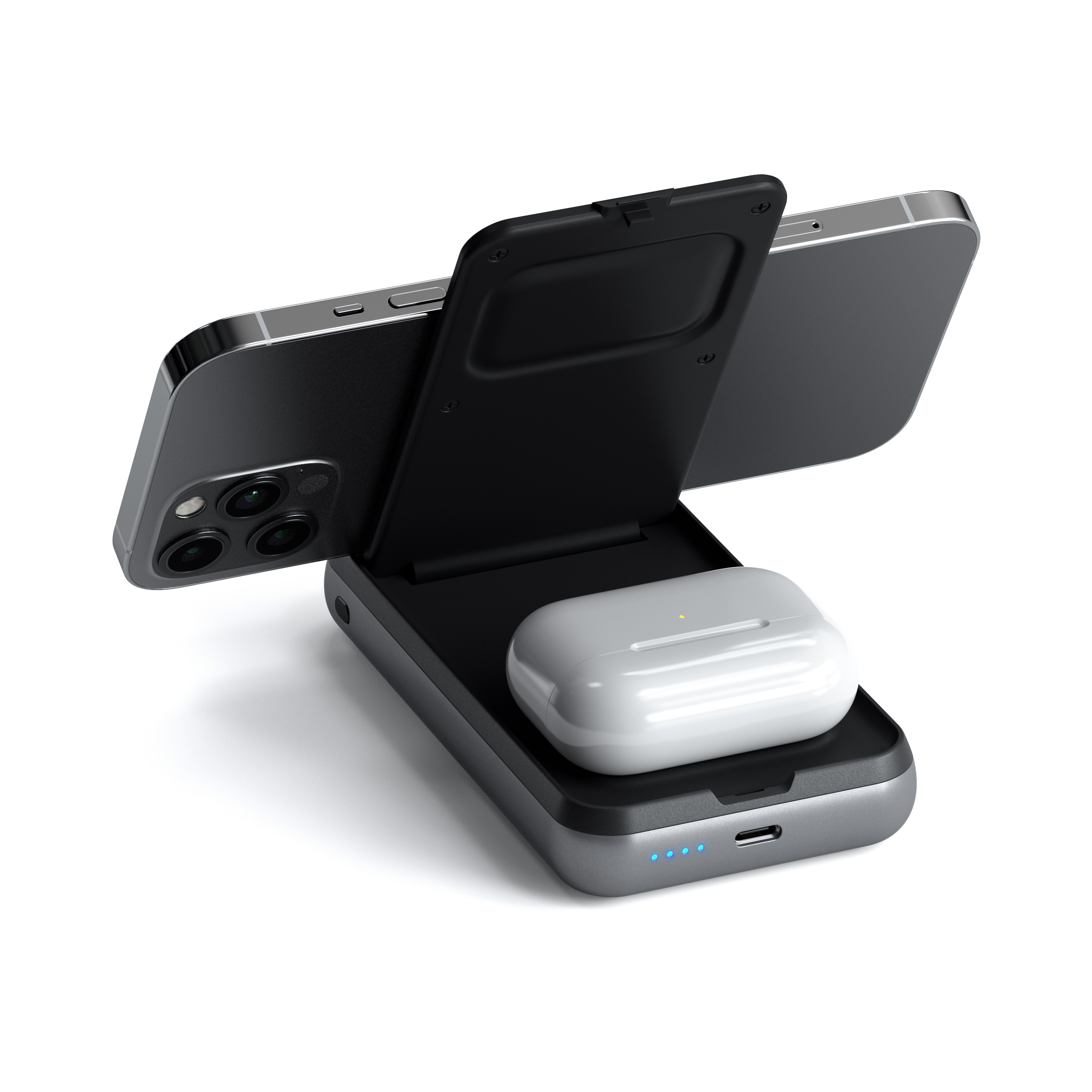 Satechi Duo Wireless Charger Power Bank Stand 10000 mAh Stand (Powerbank based for iPhone & Airpods) - Space Grey