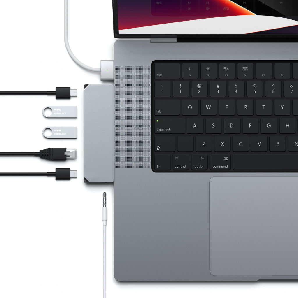Satechi Aluminium Pro Hub Mini (1xUSB4 96W up to 6K 60Hz display output, 2 x USB-A 3.0, 1xEthernet, 1xUSB-C, 1xAudio) - Space Grey