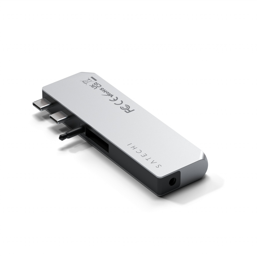 Satechi Aluminium Pro Hub Mini (1xUSB4 96W up to 6K 60Hz display output, 2 x USB-A 3.0, 1xEthernet, 1xUSB-C, 1xAudio) - Silver