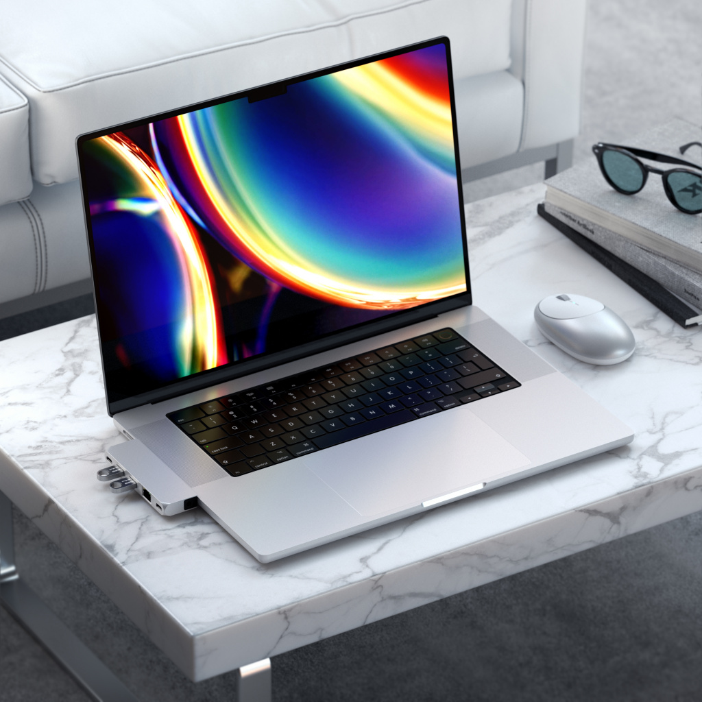 Satechi Aluminium Pro Hub Mini (1xUSB4 96W up to 6K 60Hz display output, 2 x USB-A 3.0, 1xEthernet, 1xUSB-C, 1xAudio) - Silver