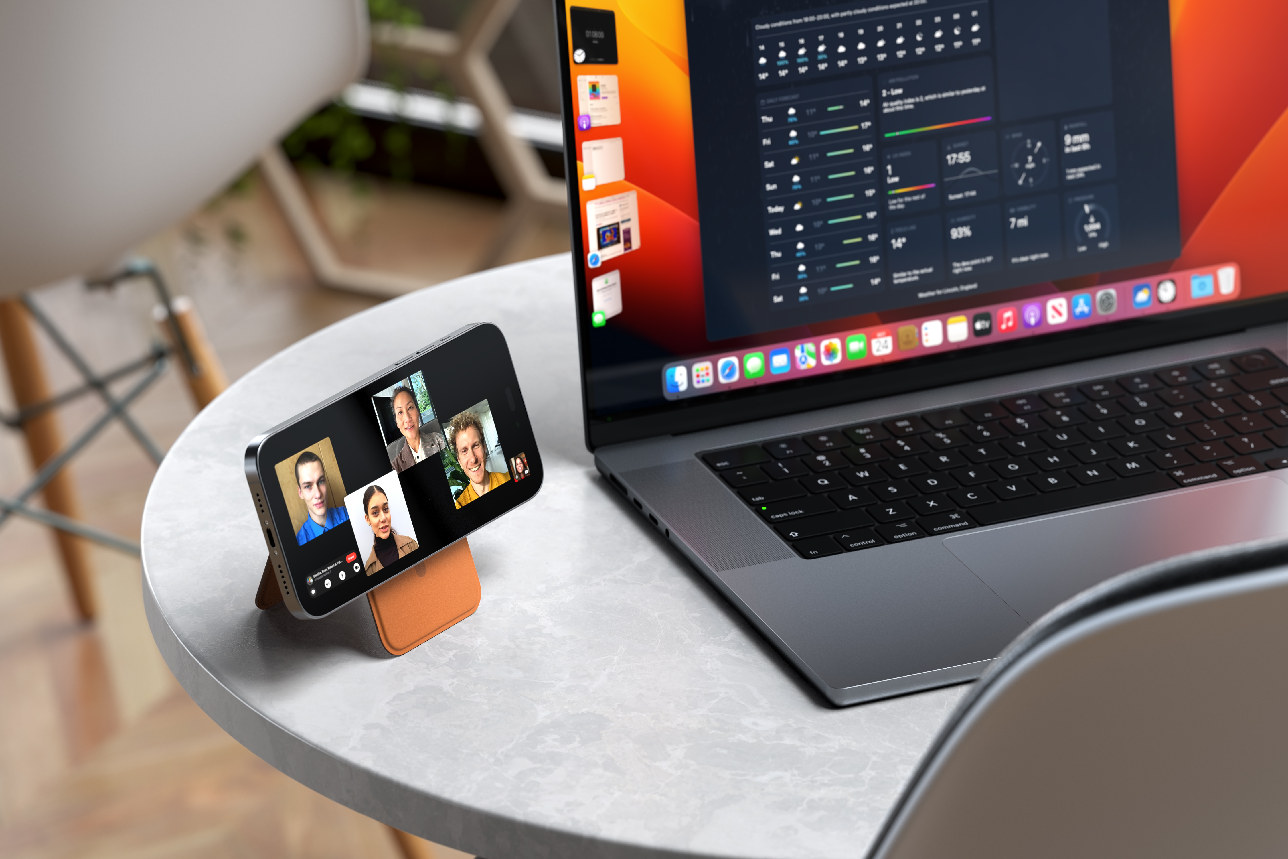 Satechi Vegan-Leather Magnetic Wallet Stand (iPhone 12/13/14/15 all models) - Orange