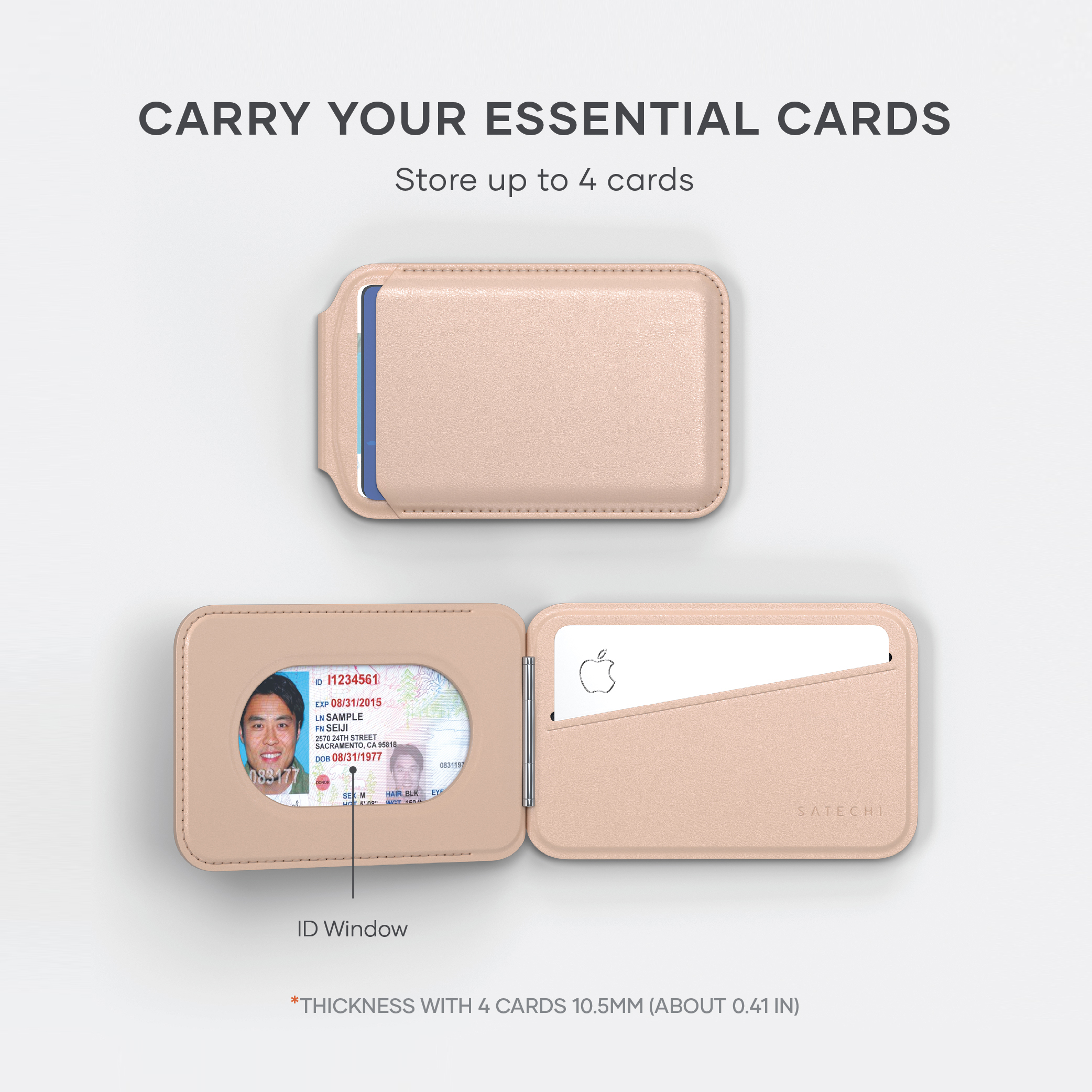 Satechi Vegan-Leather Magnetic Wallet Stand (iPhone 12/13/14/15 all models) - Desert Rose