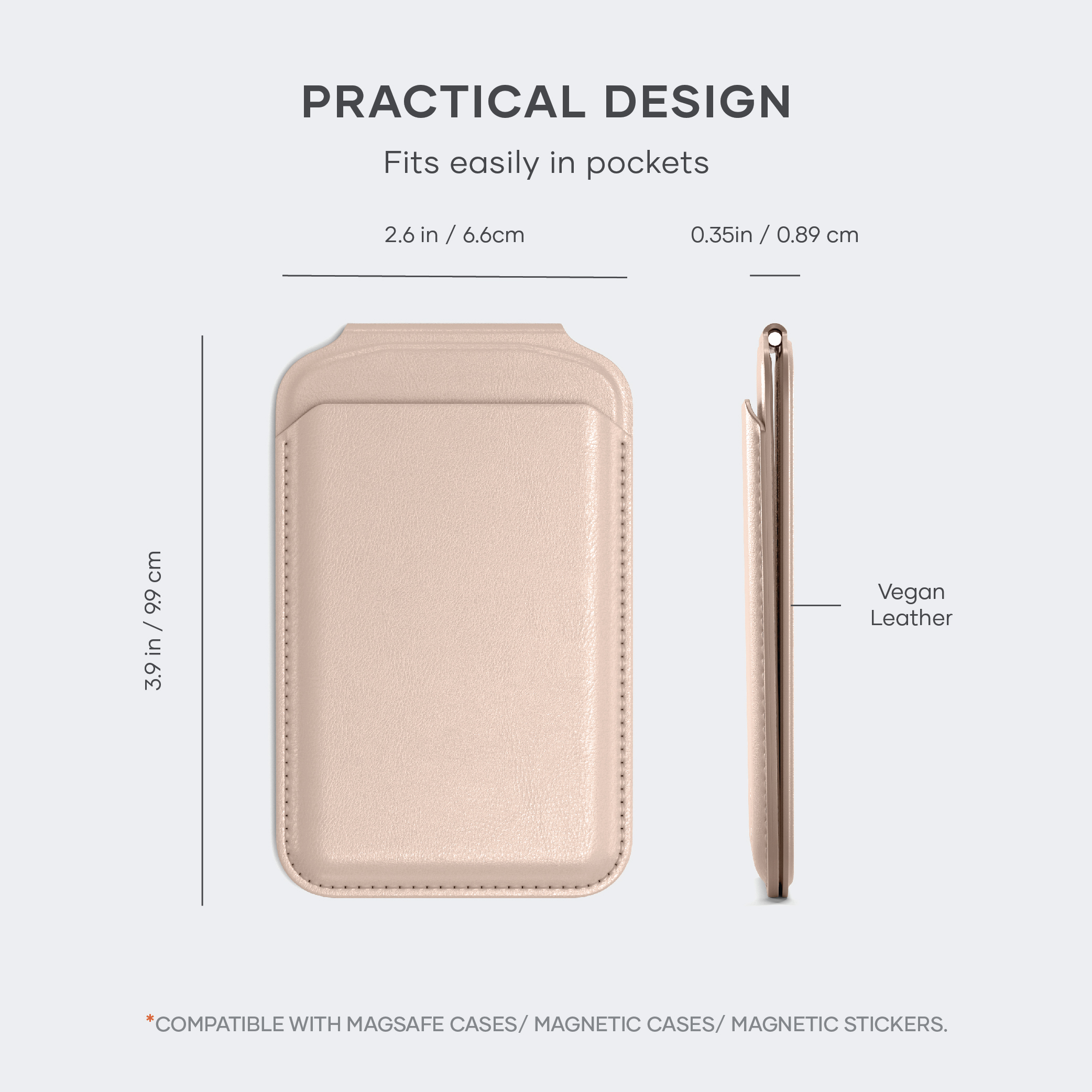 Satechi Vegan-Leather Magnetic Wallet Stand (iPhone 12/13/14/15 all models) - Desert Rose