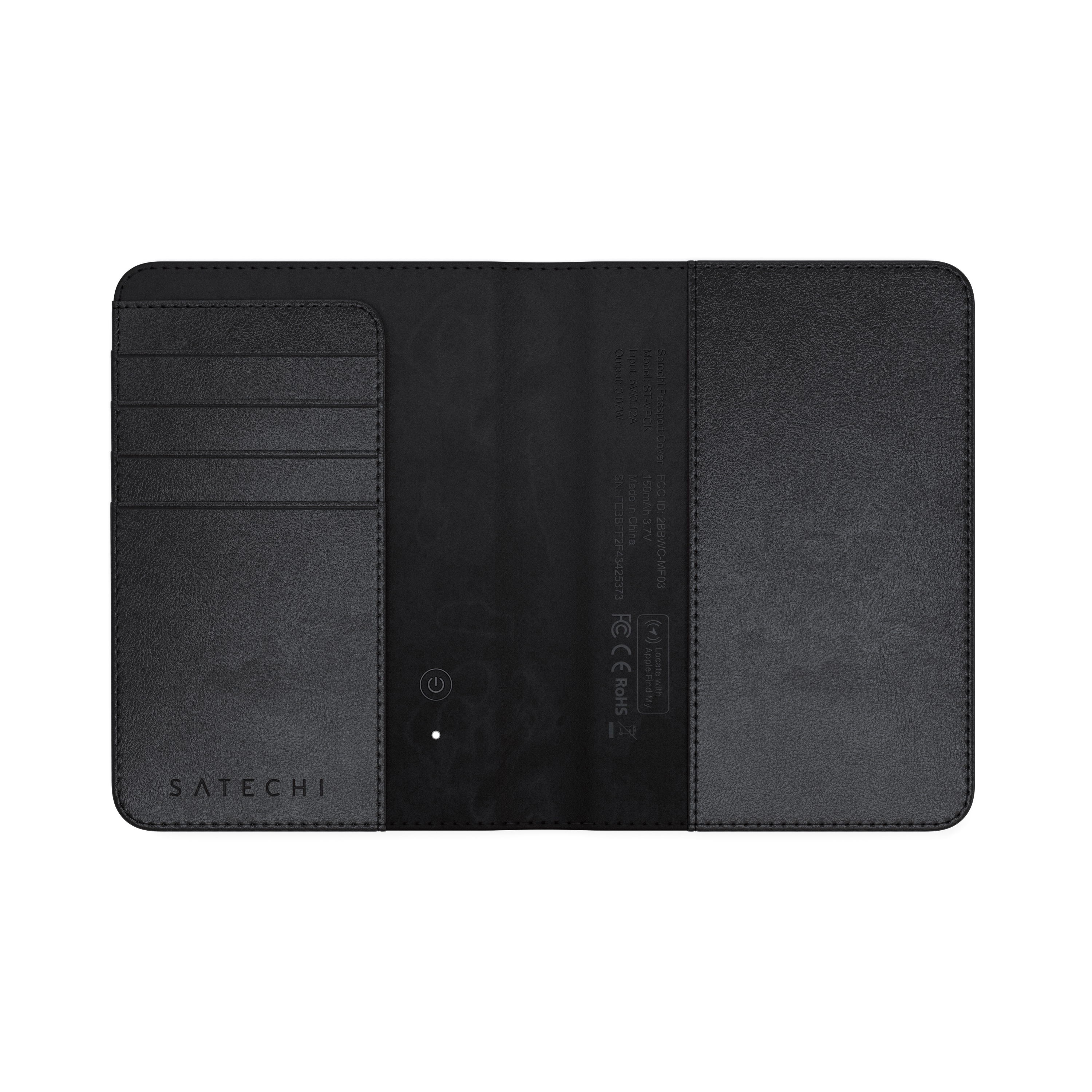 Satechi Vegan-Leather Passport Cover w Find My - Black