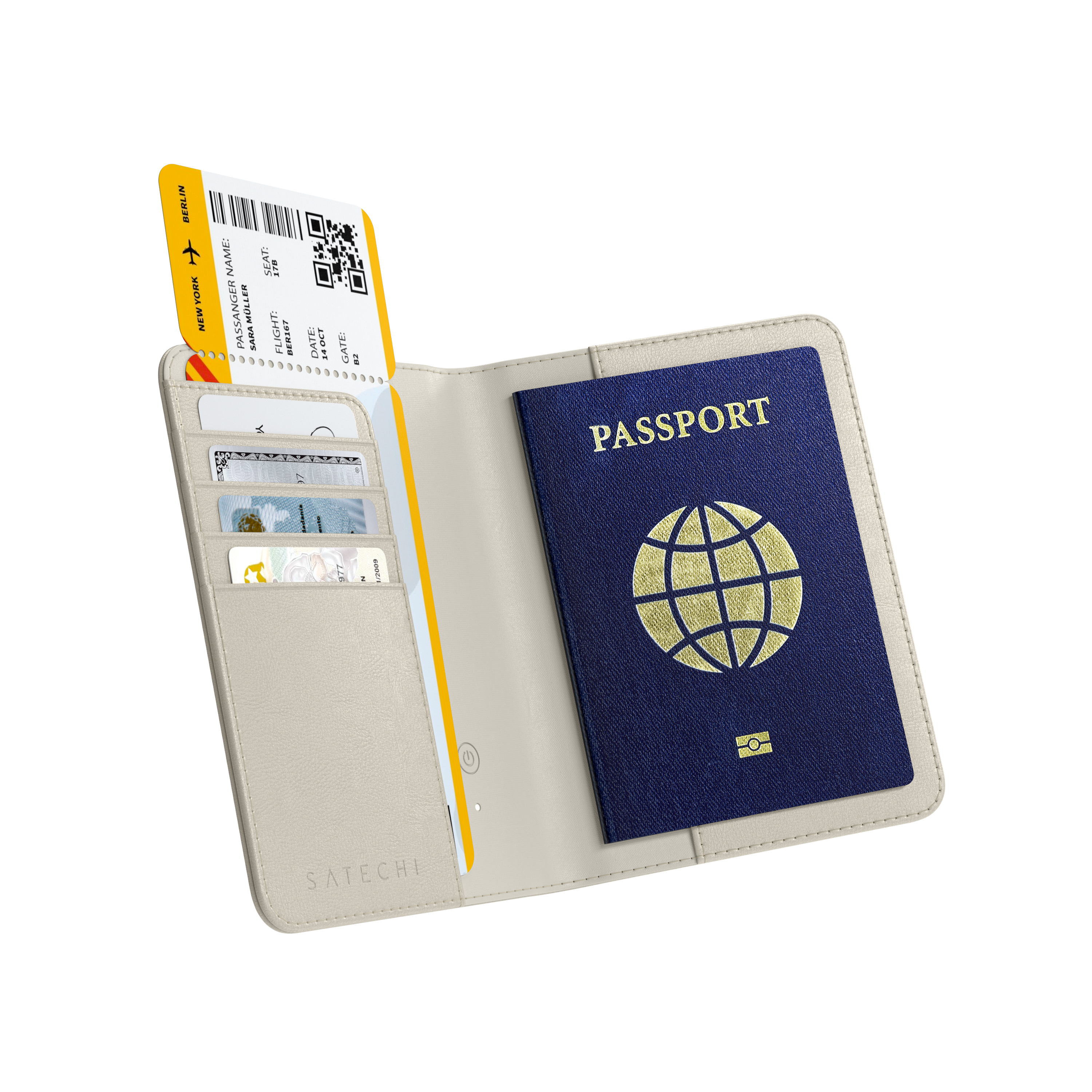 Satechi Vegan-Leather FindAll Passport Cover - Sand