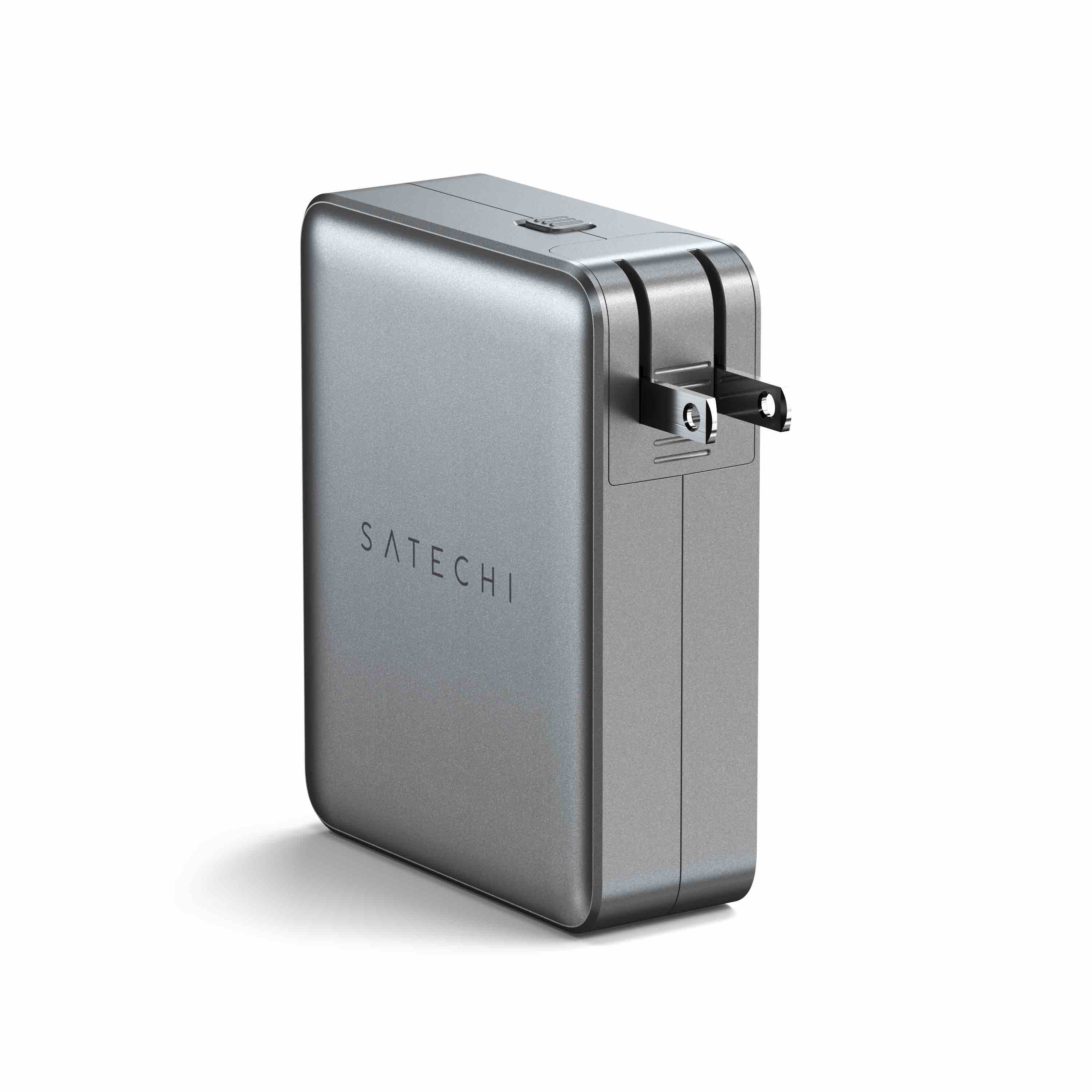 Satechi Travel Chrager 145W USB-C 4-Port (4x USB-C PD, UK-EU-AU-US adapte & mesh bag inc.) - Space Grey
