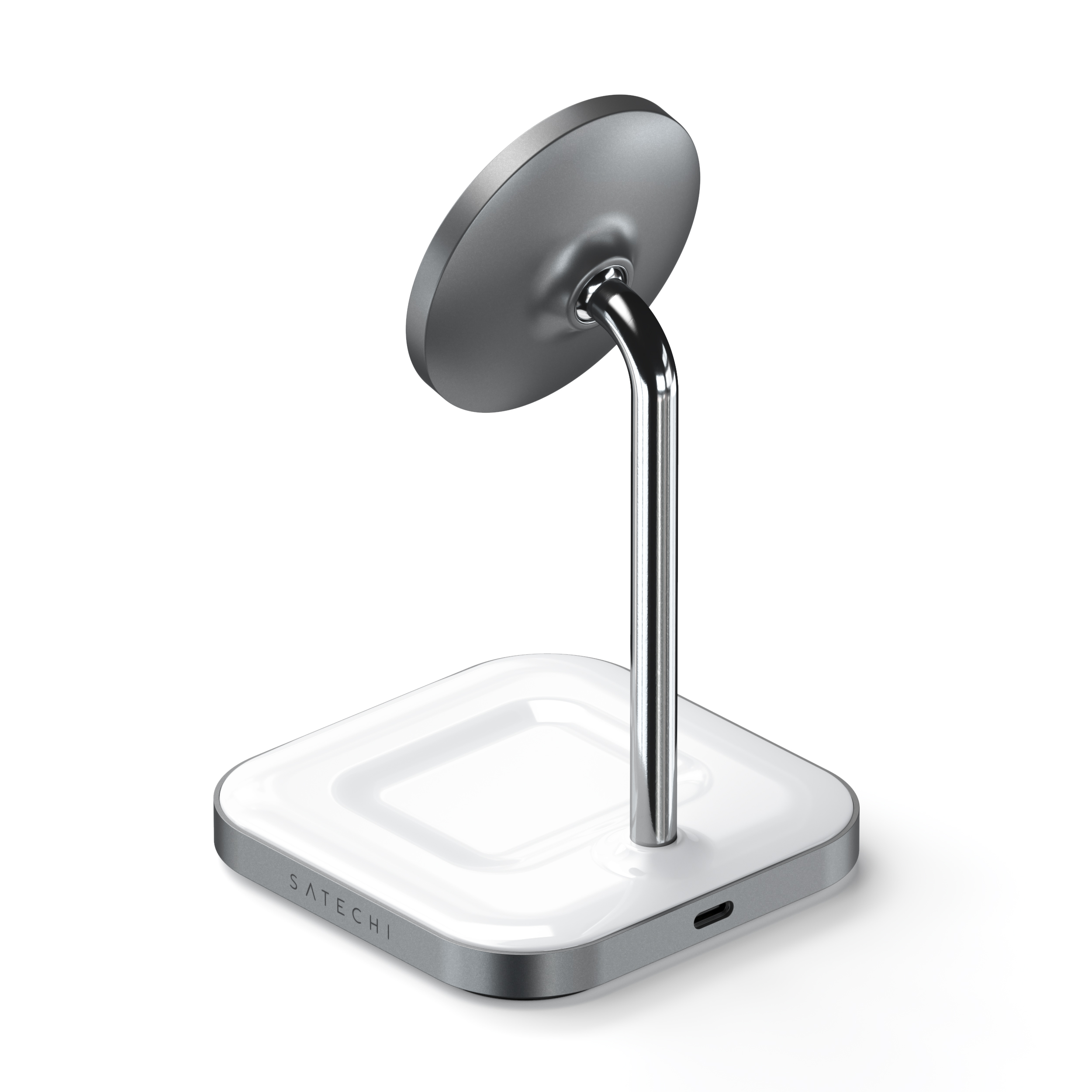 Satechi Aluminium 2-in-1 Magnetic Wireless Charging stand (iPhone 12/13, AirPods Pro, USB-C cable included) - White