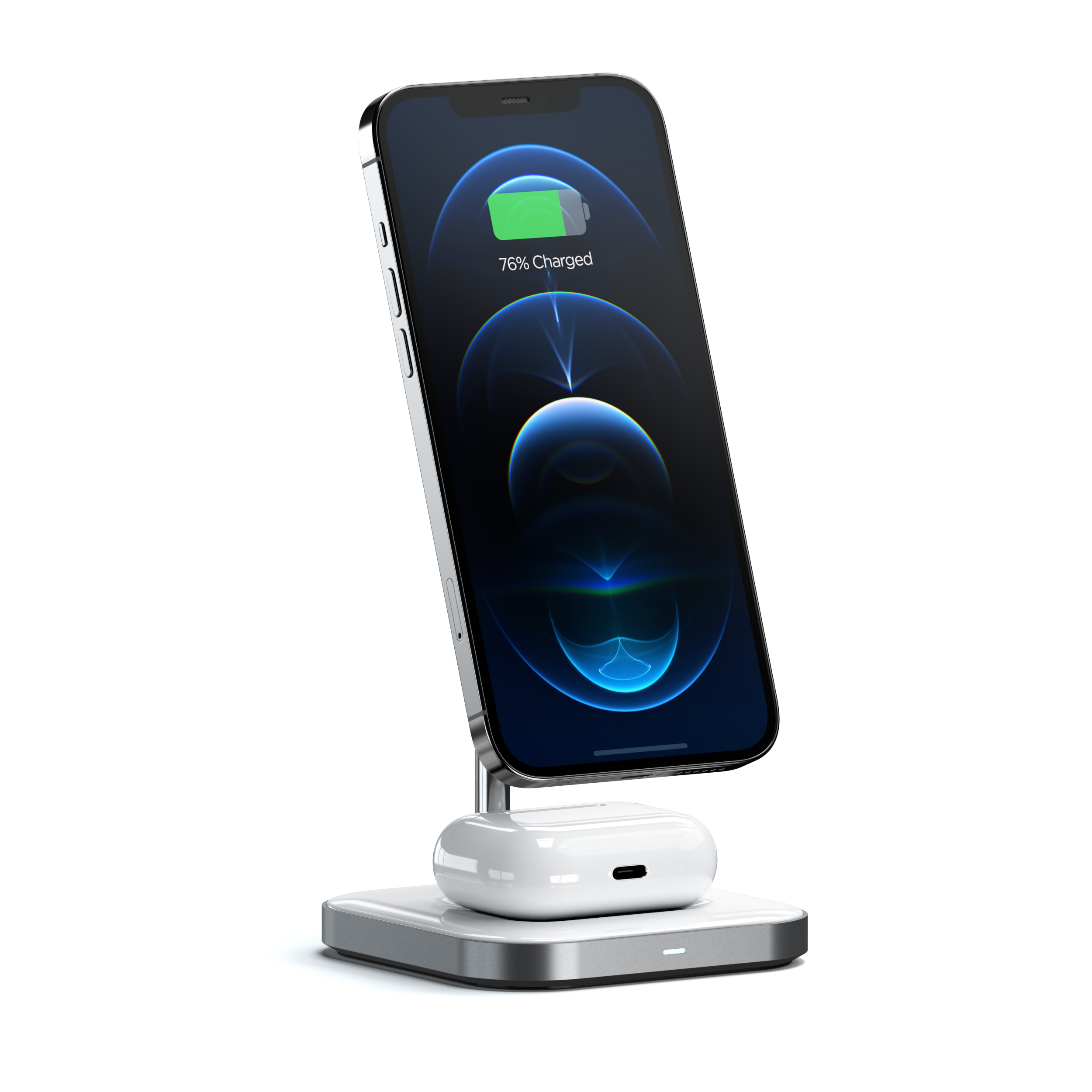 Satechi Aluminium 2-in-1 Magnetic Wireless Charging stand (iPhone 12/13, AirPods Pro, USB-C cable included) - White