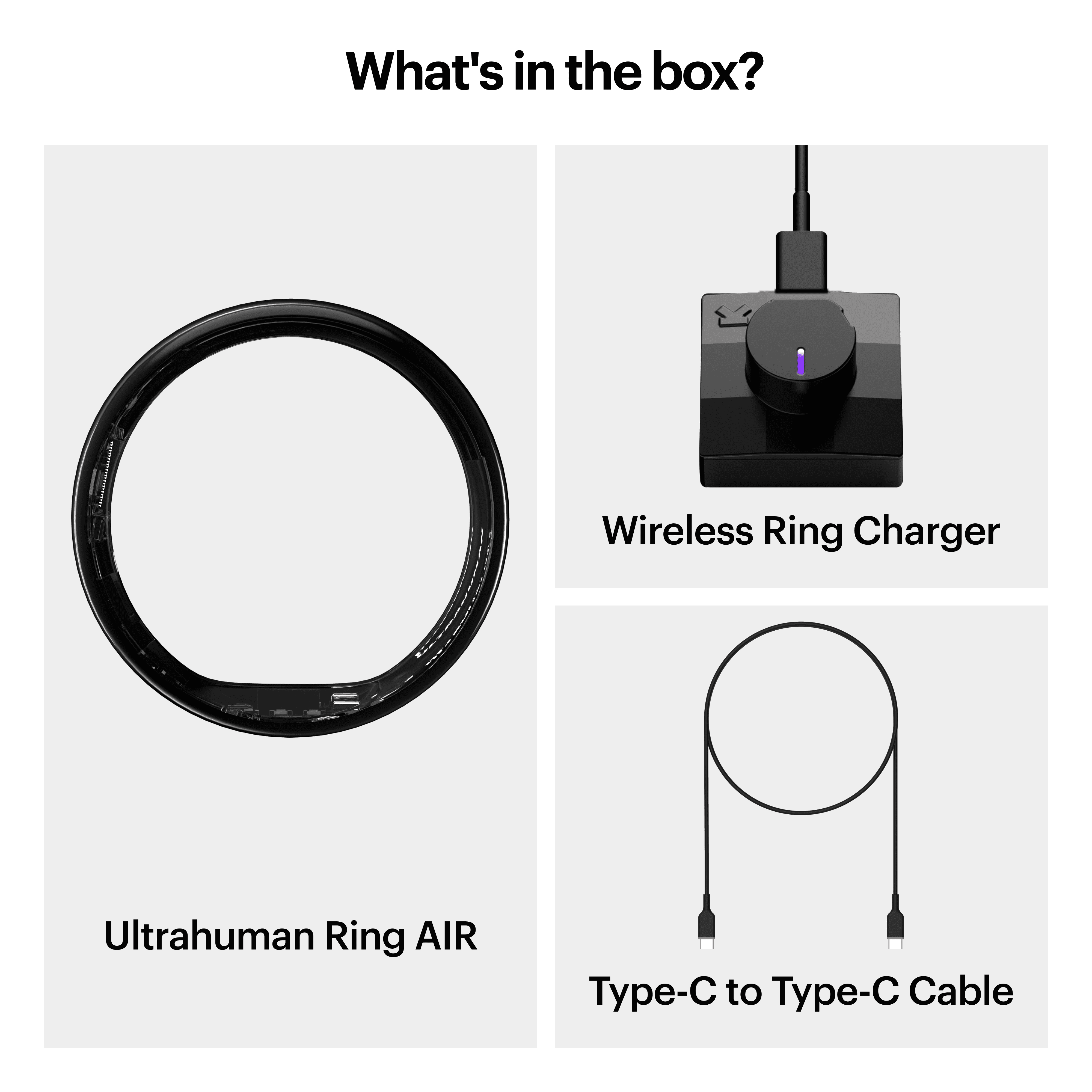 Ultrahuman Ring Air - Smart Ring, Charger, USB Cable / Size-06- Aster_Air_Black
