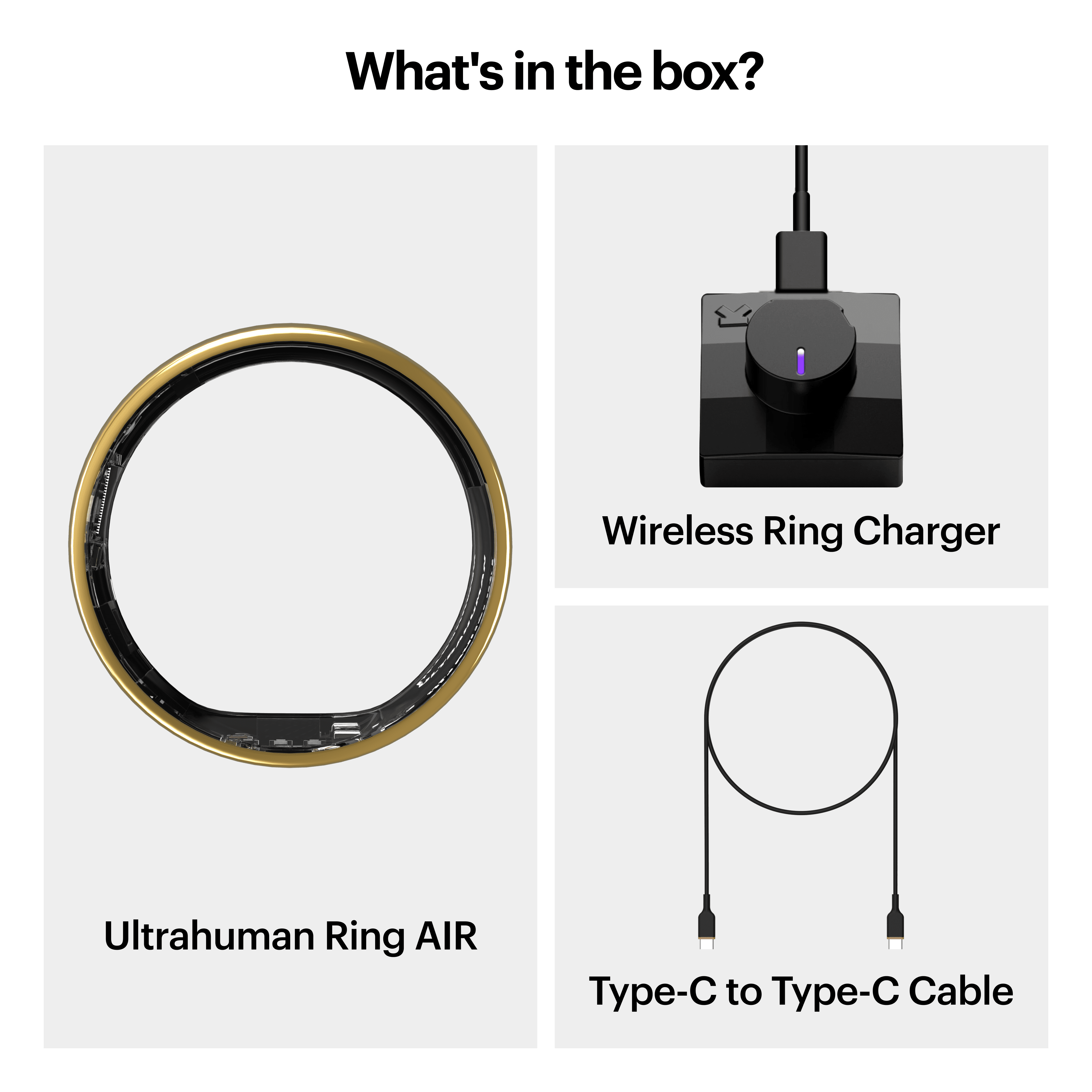 Ultrahuman Ring Air - Smart Ring, Charger, USB Cable / Size-12- Air_Gold
