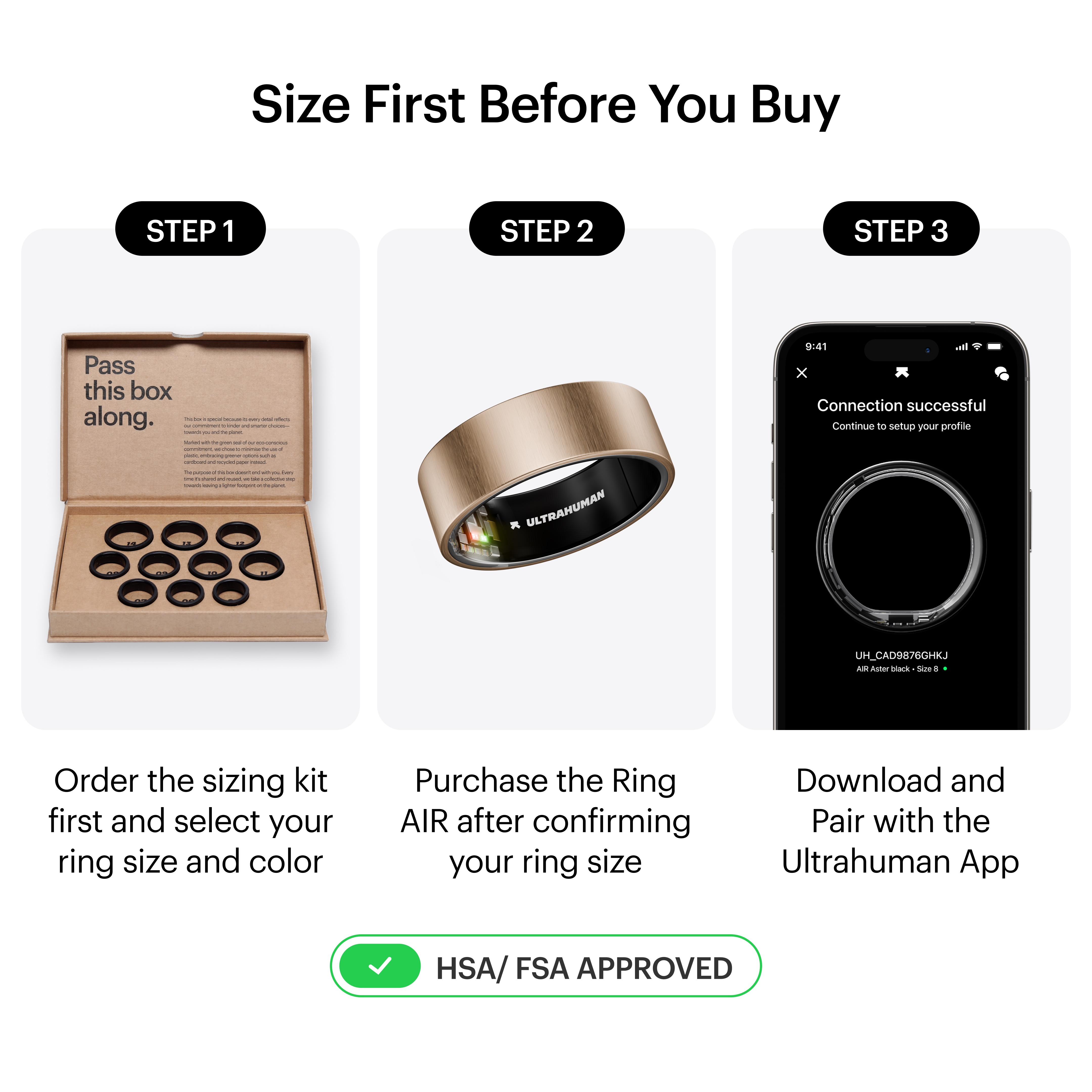 Ultrahuman Ring Air - Smart Ring, Charger, USB Cable / Size-08- Brushed_Rose_Gold