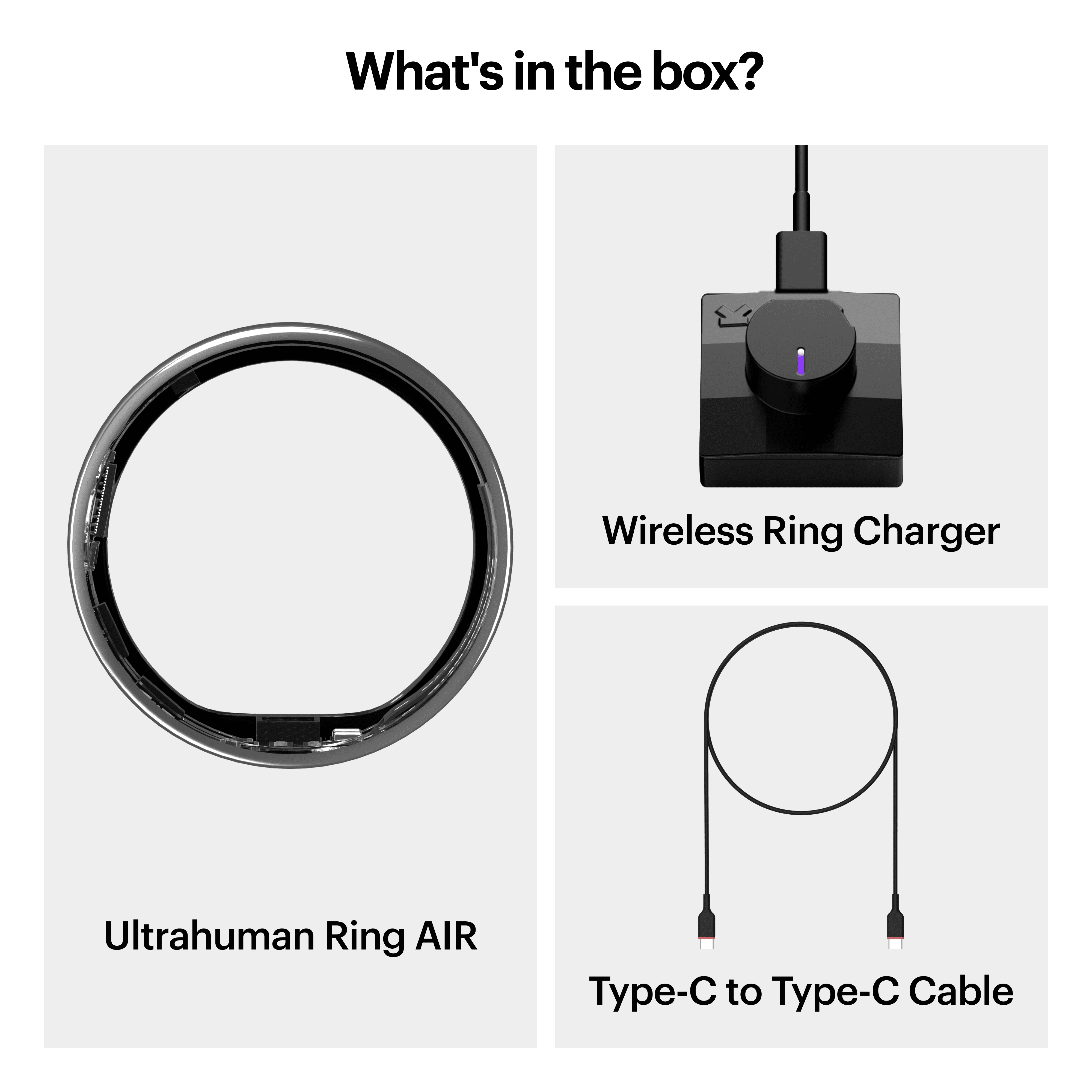 Ultrahuman Ring Air - Smart Ring, Charger, USB Cable / Size-12- Air_Silver