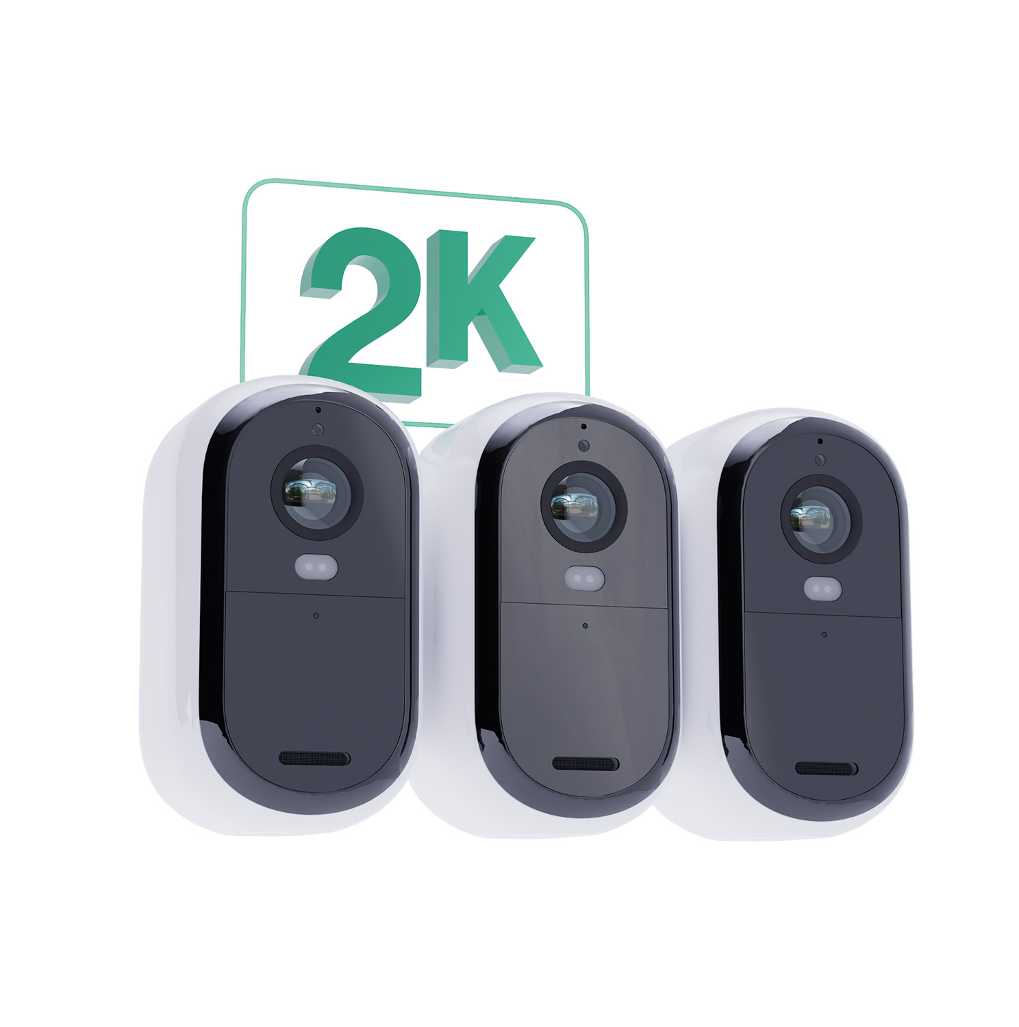 Arlo Essential (Gen.2) Bundle 2K Outdoor Security Camera - 3 Camera Kit + 3 Essential Solar Panel Charger - White