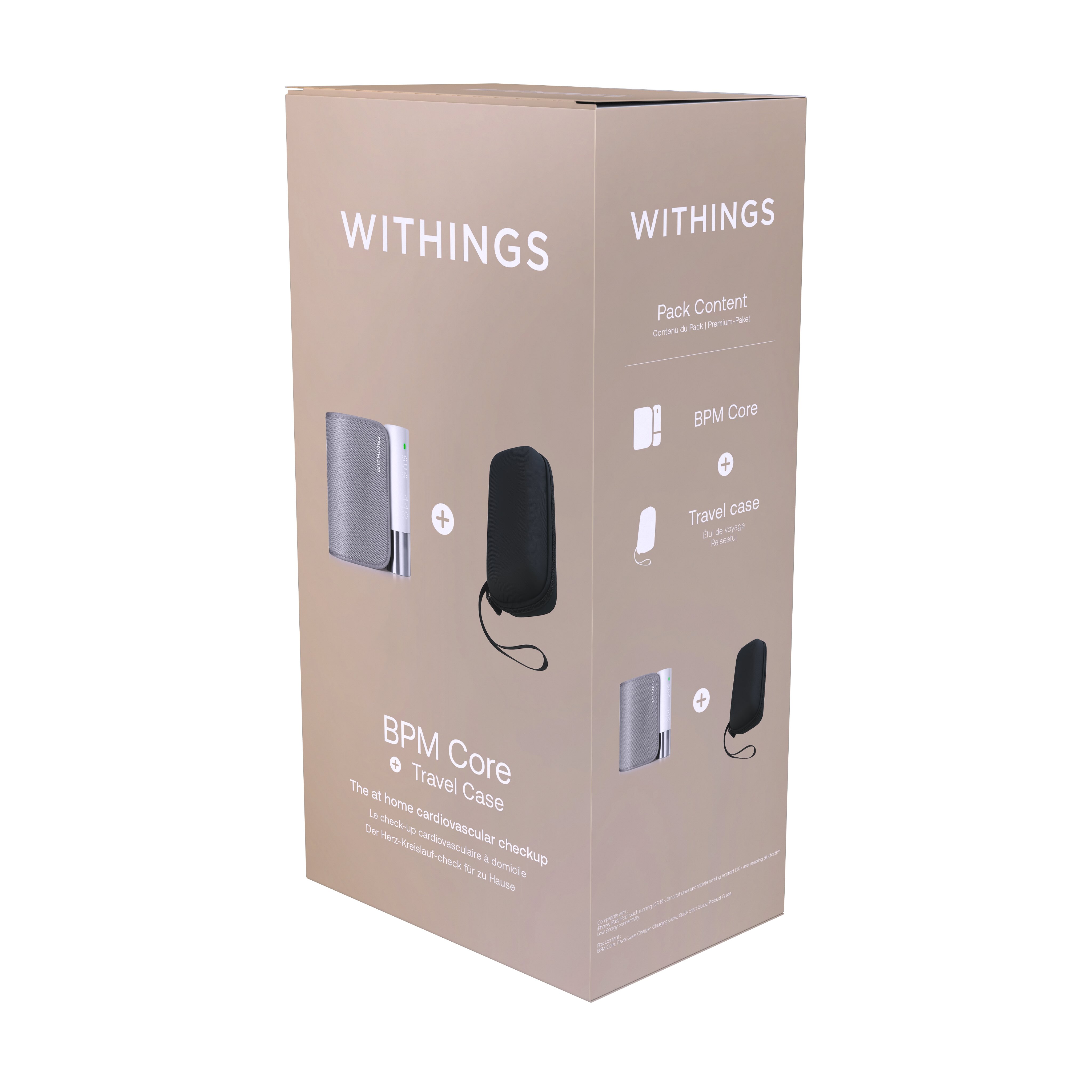 Withings Blood Pressure Monitor Core w Wifi sync, Led screen, ECG sensor, Digital stethoscope (including Travel case for BPM Core) [2]