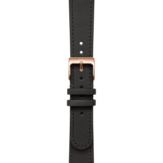 Withings Leather Wristband 18mm w Rose Gold buckle for Scanwatch 38mm, Steel HR 36mm, Withings Move, Move ECG, Steel - Black