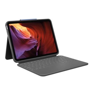 Logitech Rugged Folio Ultra-protective keyboard case with Smart Connector for iPad (10th gen) - Oxford Grey - US