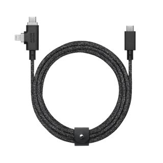 Native Union Belt Cable Duo Pro USB-C to USB-C/Lightning 240W 2,4m - Cosmos