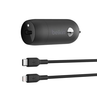Belkin BoostCharge 30W USB-C Car Charger + USB-C to Lightning cable - Black