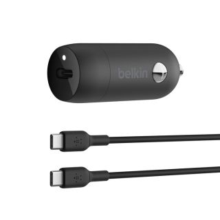 Belkin BoostCharge 30W USB-C Car Charger + USB-C to USB-C cable - Black