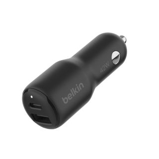 Belkin BoostCharge Dual Car Charger 42W- 30W USB-C PD PPS + 12w USB-A Car Charger - Black