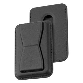 Dviced Leather magsafe cardholder with stand - Black