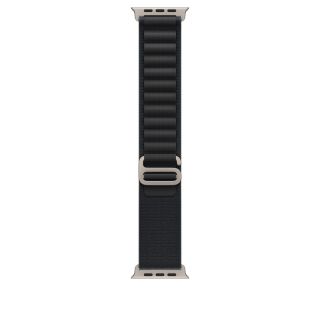 Apple Watch 49mm Loop:  Black Alpine Loop - Small - Natural Titanium Finish