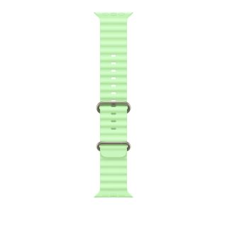 Apple Watch 49mm Band:  Neon Green Ocean Band - Natural Titanium Finish