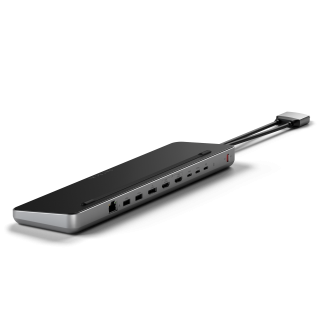 Satechi Dual Dock Stand Docking Station with NVMe SSD Enclosure (USB-C PD Pass-through 75W,2xUSB-C 5Gbps&10Gbps,)2xHDMI 2.0 (4K/60Hz),1x DP 1.4 Port (4k/60Hz),2xUSB-A Ports 5Gbps&10Gbps,1xRJ45,1xM.2 SATA/NVMe SSD Port - SSD not Included) - Grey
