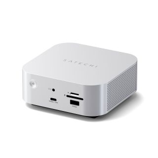 Satechi Thunderbolt 5 CubeDock with SSD Enclosure (3xTBT 5 Downstream Ports, TBT 5 Host Port 140W,2x USB-C 3.2, 2x USB-A 3.2, 2.5 Gigabit Ethernet,SD & microSD Reader,M.2 NVMe SSD Enclosure,Active Cooling) - EU - Silver